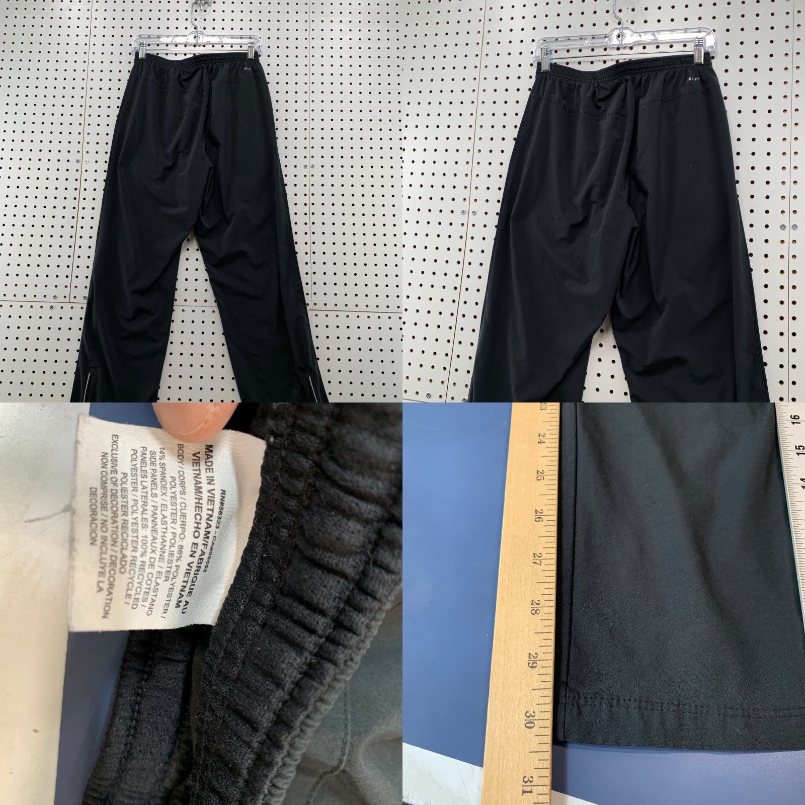 Nike Nike Athletic Pants Mens Black Straight Fit Dri-Fit Running Active Lightweight Size US 33 - 8 Thumbnail