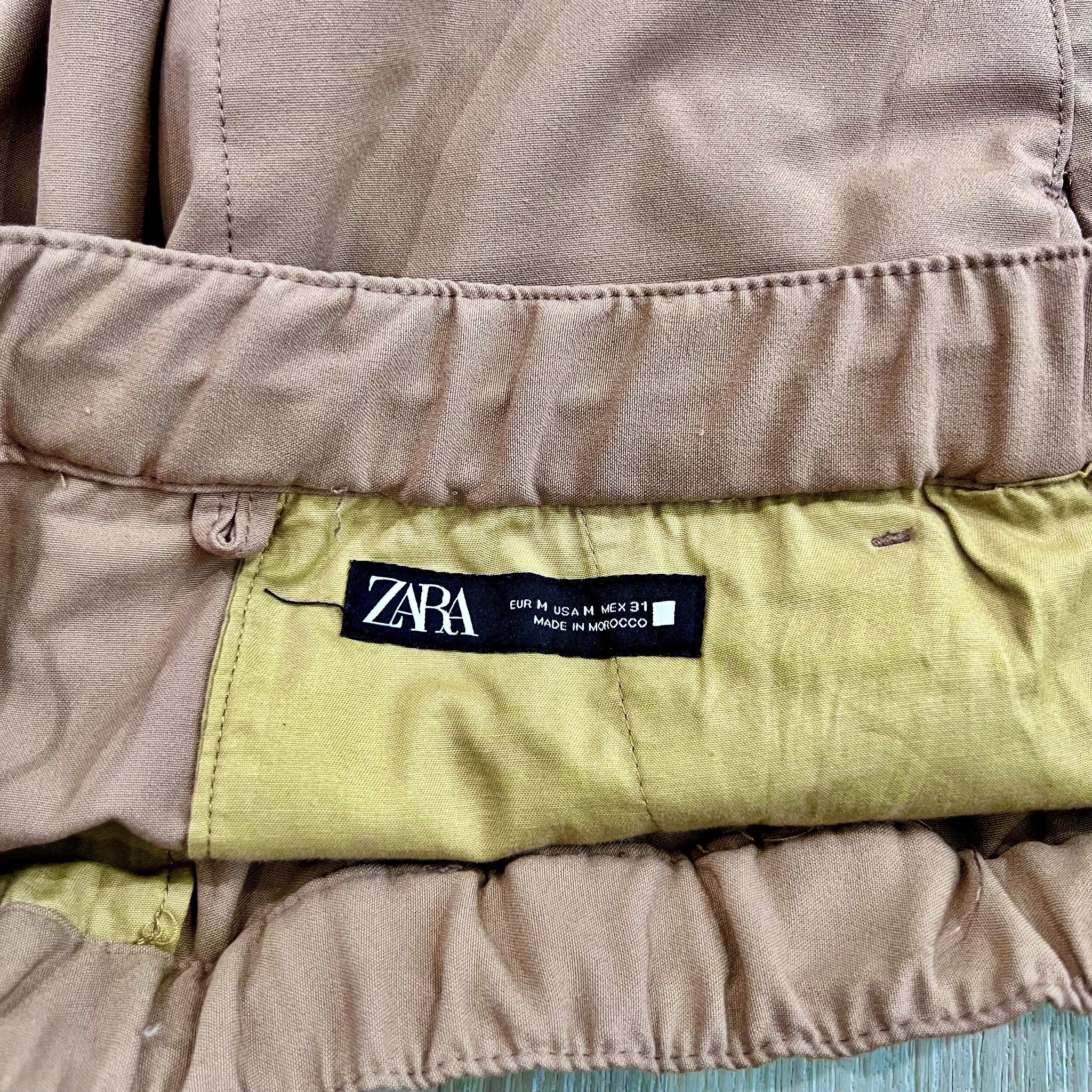 Zara Zara Relaxed Fit Drawstring Camel Chino Cotton Pants Size US 31 - 3 Thumbnail