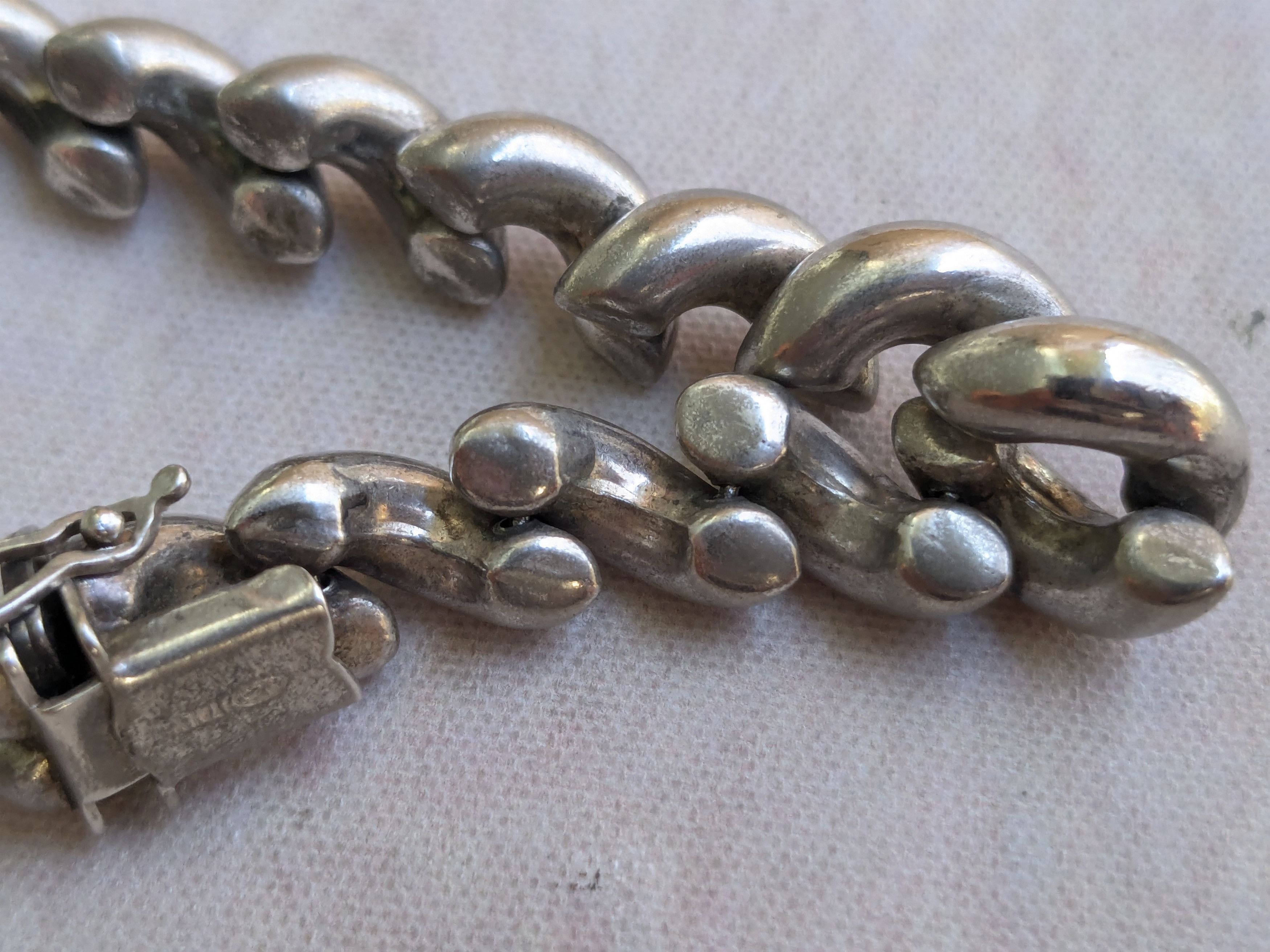 Vintage Vintage Sterling Silver Bracelet San Marcos Macaroni 7 Size ONE SIZE - 9 Thumbnail