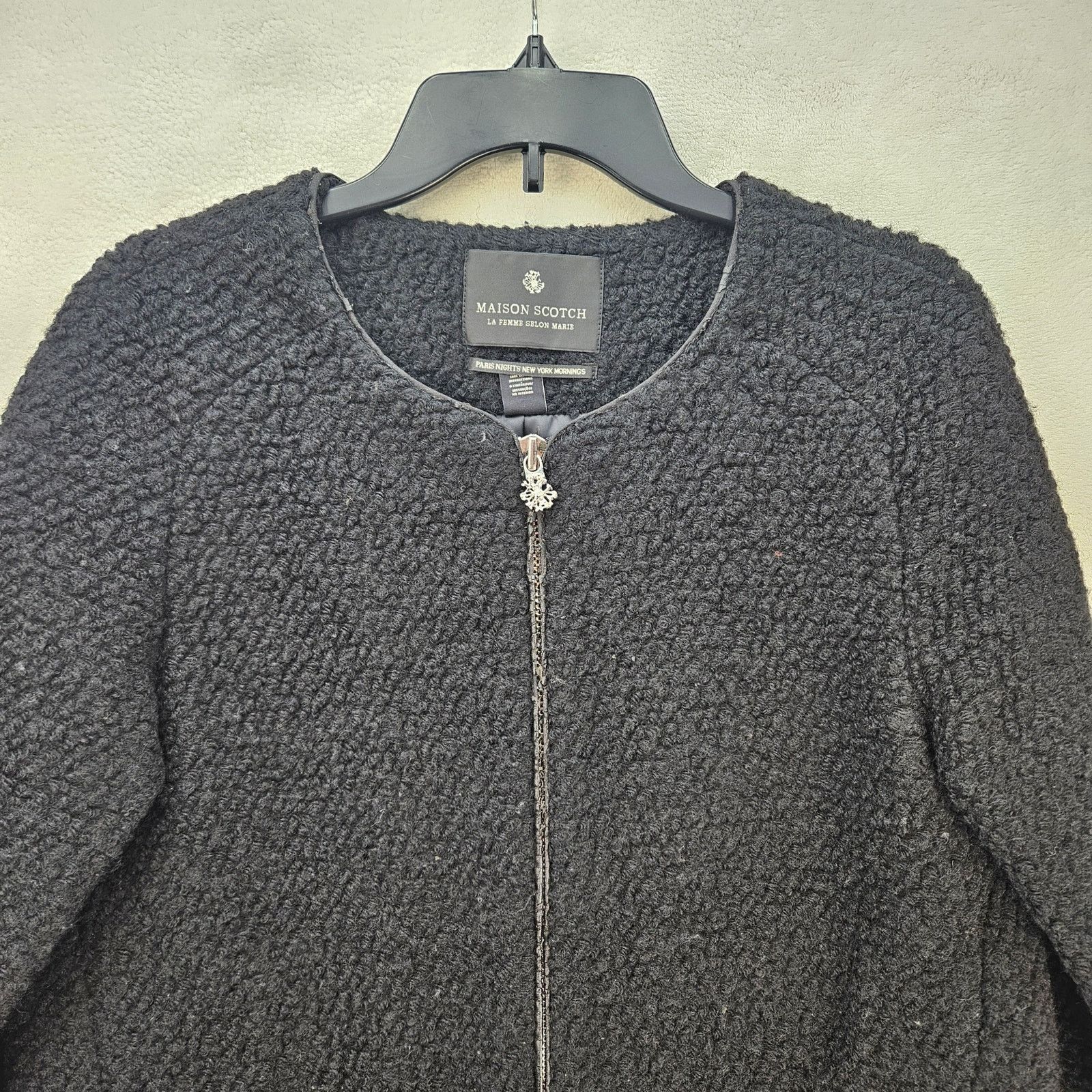 Scotch & Soda SCOTCH & SODA WOMEN'S SIZE 3 WOOL BLEND CREW NECK COAT BLACK Size M / US 6-8 / IT 42-44 - 2 Thumbnail