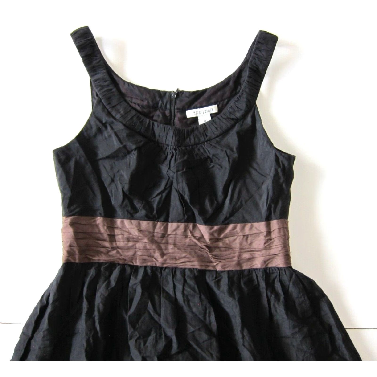 White House Black Market VINTAGE White House Black Market Silk Black Brown Ruched Empire Sheath Tank Dress 12 Size XL / US 12-14 / IT 48-50 - 3 Thumbnail
