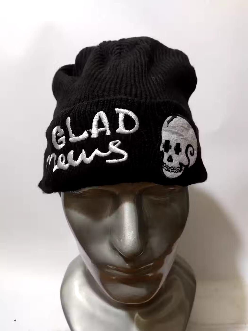 image of Avant Garde Glad News Japan Embroidery Skull Skeleton Beanie Punk Hats in Black, Men's