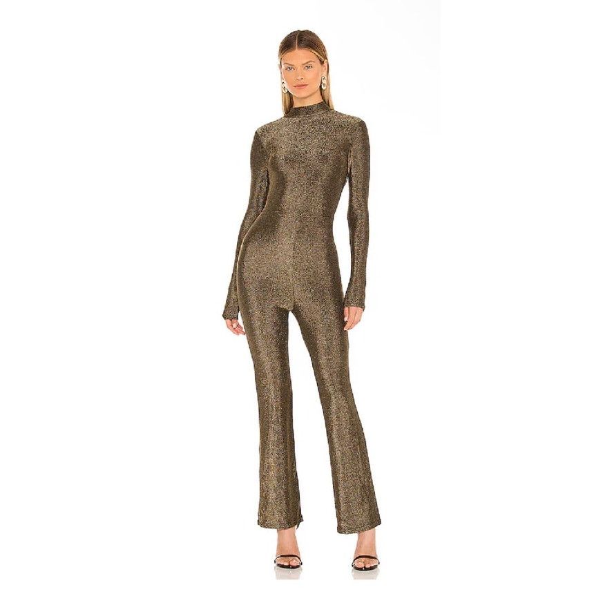 superdown Revolve Superdown Metallic Nissa Open Back Jumpsuit, M Size 28" / US 6 / IT 42 - 3 Thumbnail
