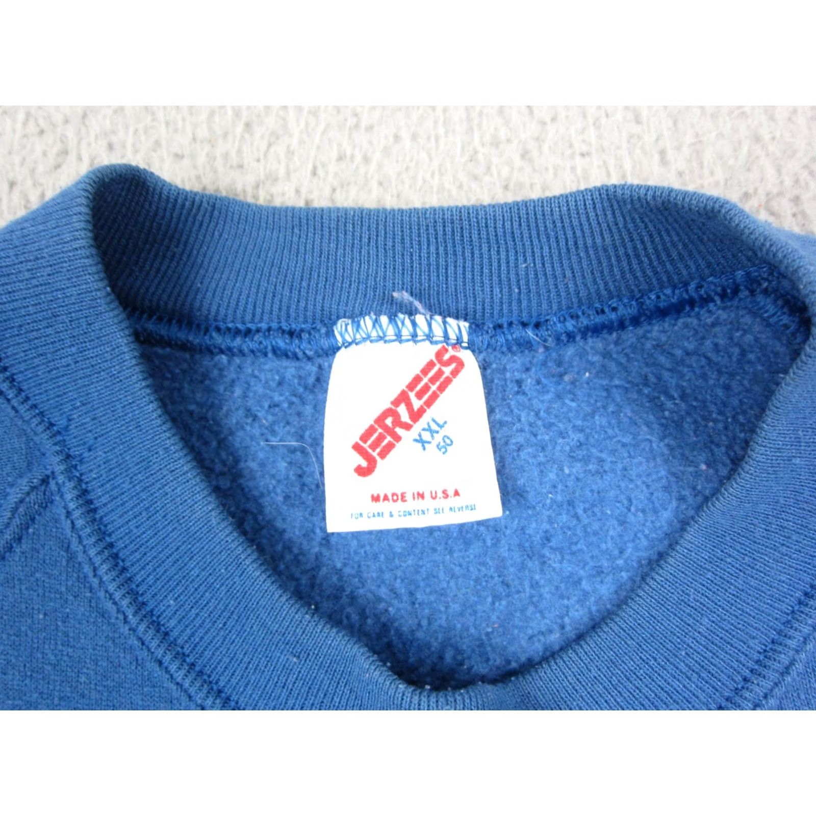 Jerzees VINTAGE Jerzees Sweatshirt Mens 2XL Blue Crew Neck Fleece Cotton Polyester Logo 90s Made in USA Boys? Size US XXL / EU 58 / 5 - 5 Thumbnail
