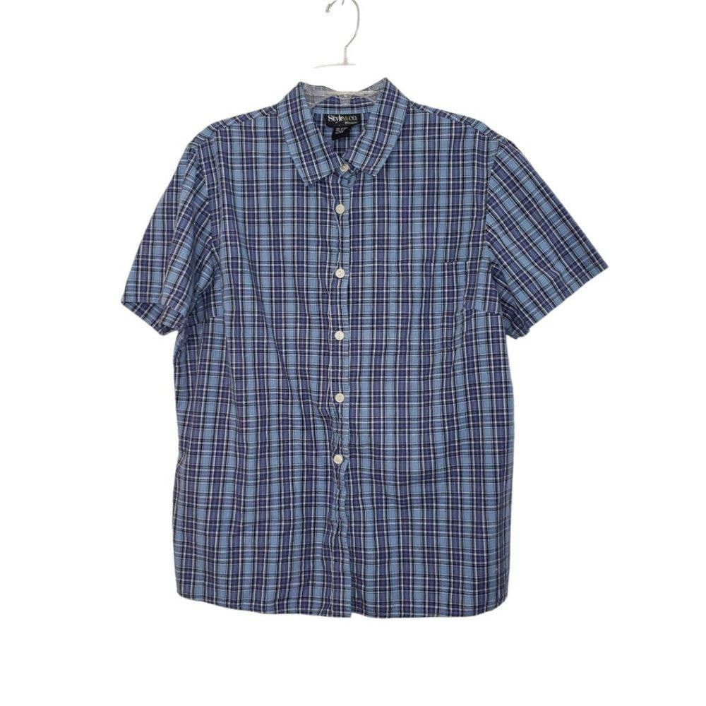 Designer CT260 Style & Co Ladies Short Sleeve Button Down Top 16W Size XXL / US 16-18 / IT 52-54 - 1 Thumbnail
