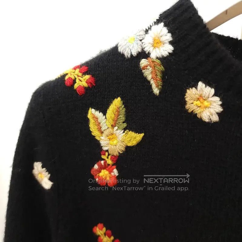 Dior Dior Black Wool Spring Dress with Floral Design . Size M / US 6-8 / IT 42-44 - 3 Thumbnail
