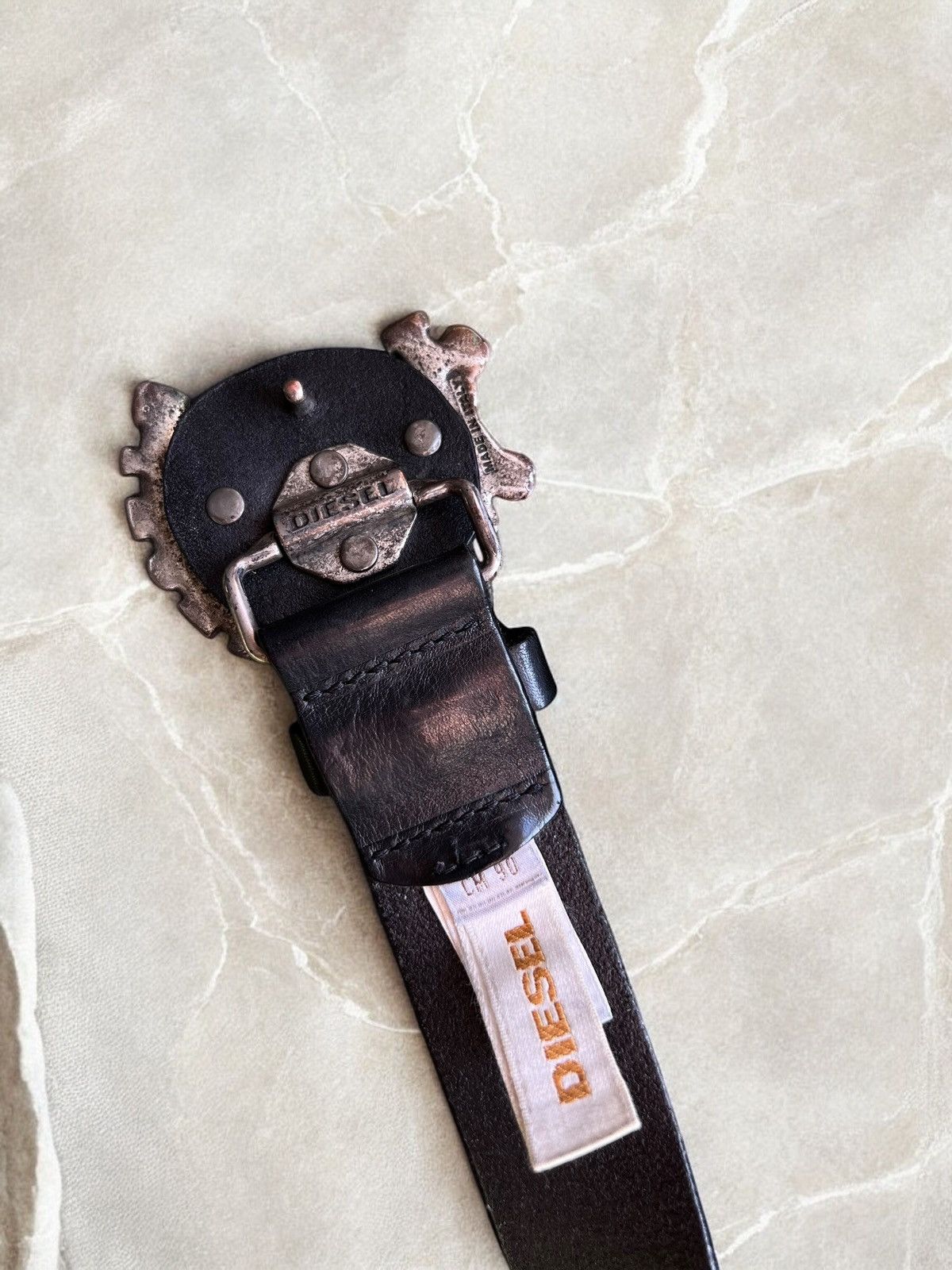Diesel × Leather × Vintage DIESEL MOTOR SKULL METAL BELT Vintage LEATHER avant garde Size ONE SIZE - 3 Thumbnail