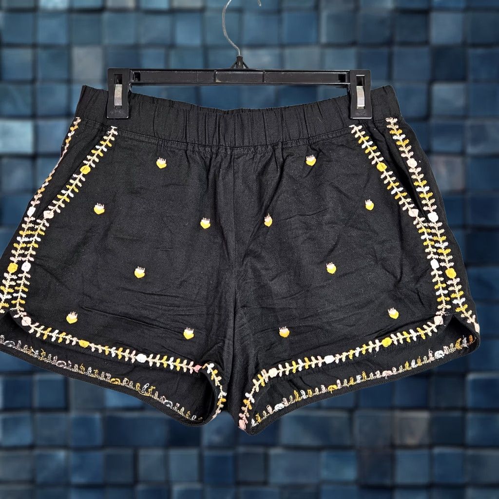 Madewell Madewell Shorts Size S Black Embroidered Springtime Pull-On Women's Size 28" / US 6 / IT 42 - 1 Thumbnail