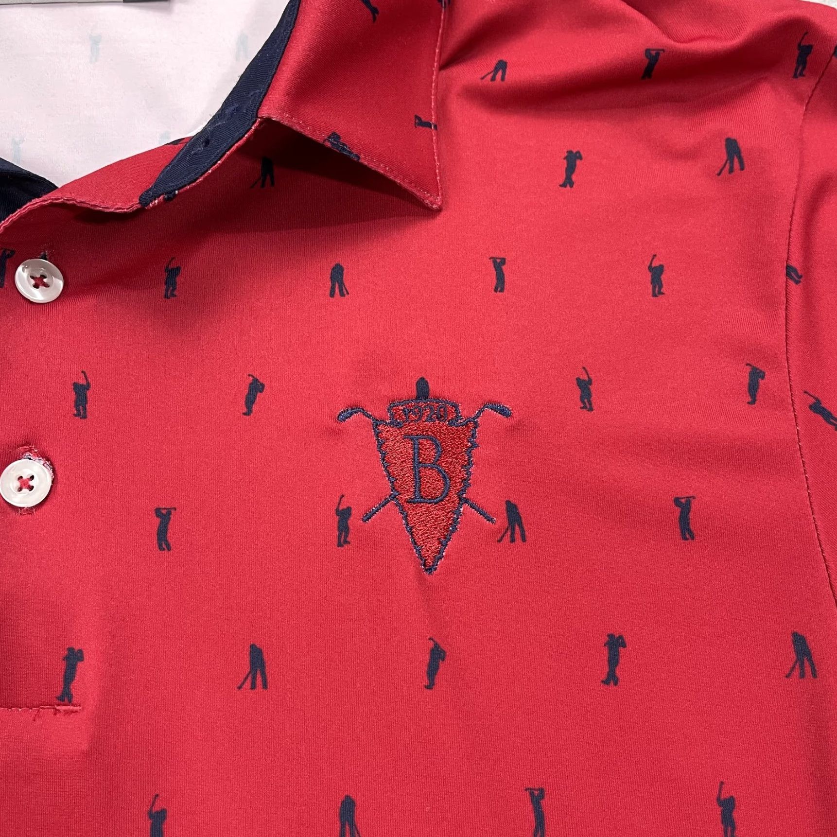 KJUS KJUS Polo Shirt Mens XL 54 Red Golf Performance Button Collared Short Sleeve Geometric Logo Casual Activewear Butterfield Country Club Size US XL / EU 56 / 4 - 3 Thumbnail