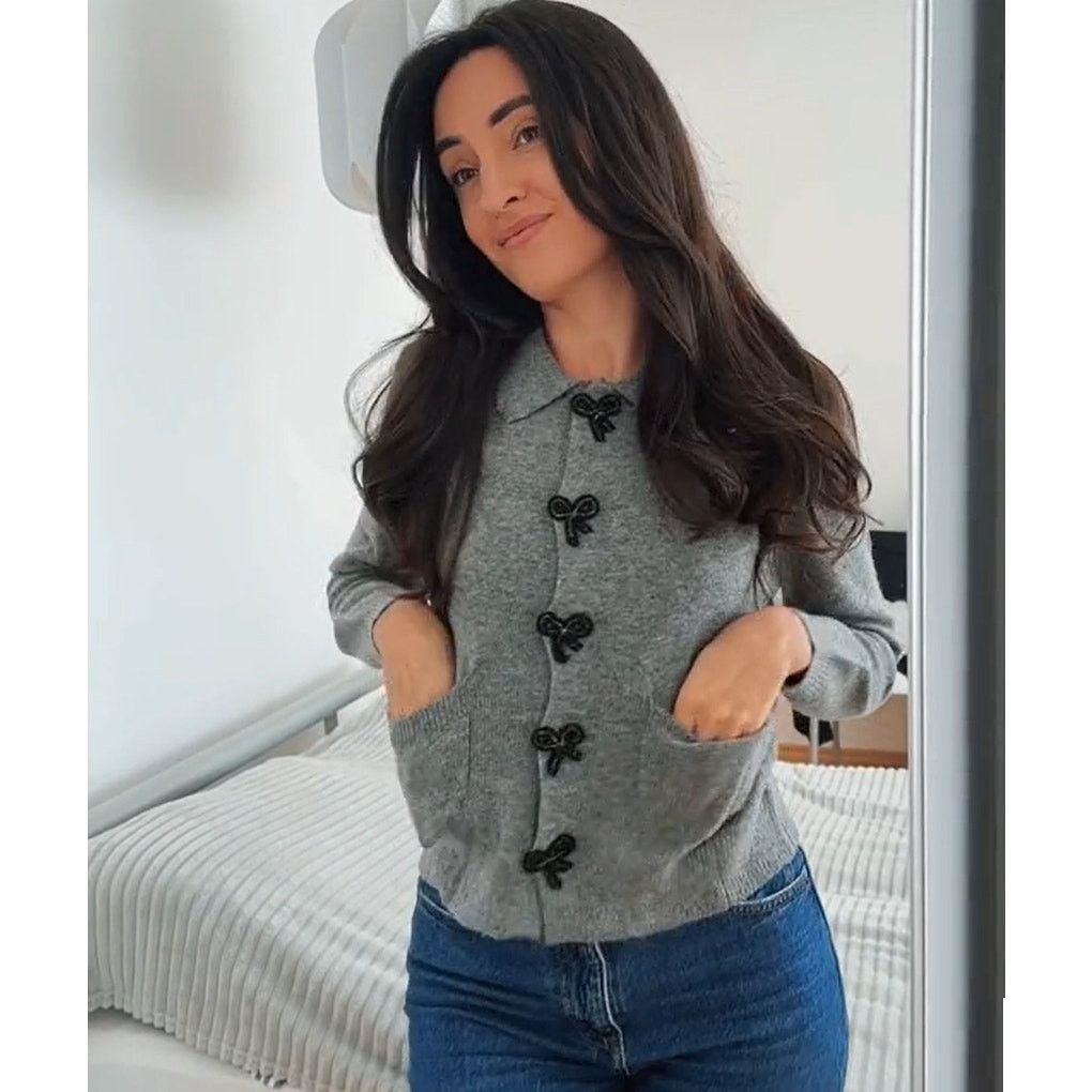 Zara RARE!!! ZARA Gray Embellished Knit Top NWT Size L / US 10 / IT 46 - 9 Thumbnail