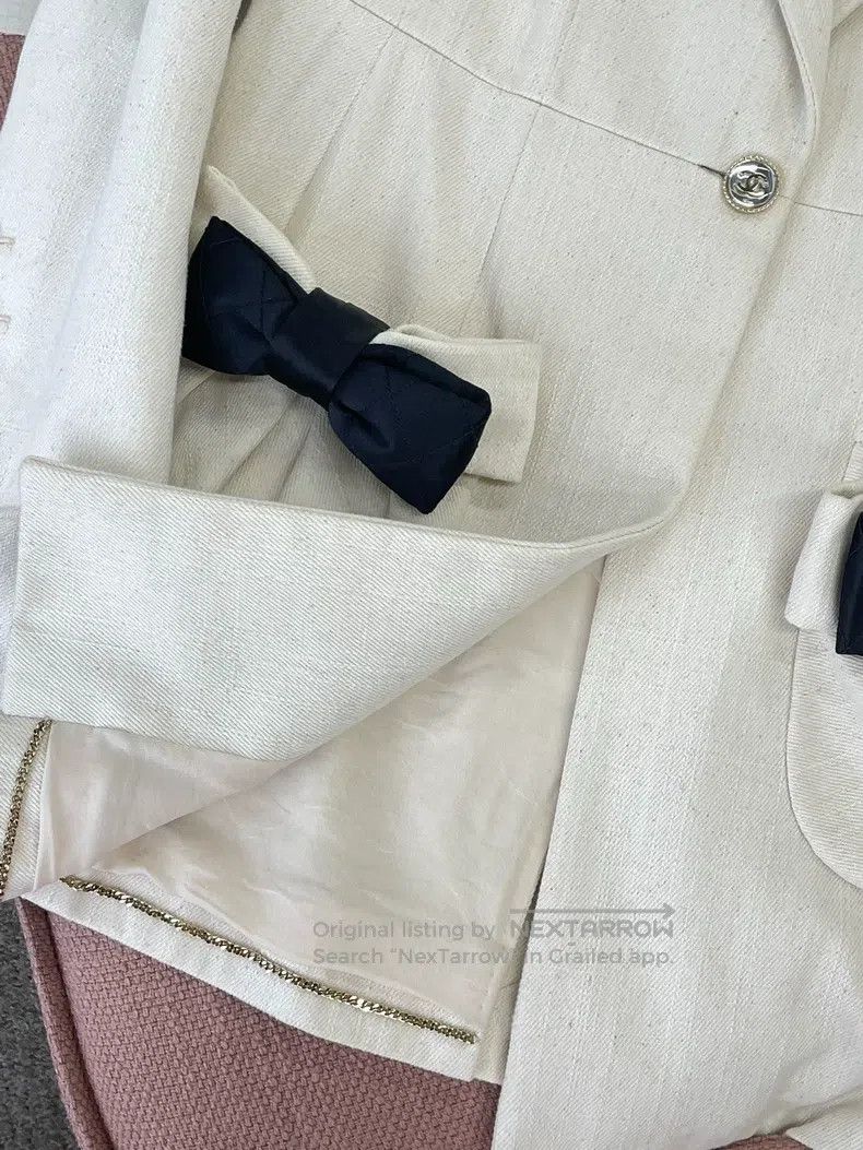 Chanel Chanel 21S beige lapel bow pocket jacket Size M / US 6-8 / IT 42-44 - 5 Thumbnail