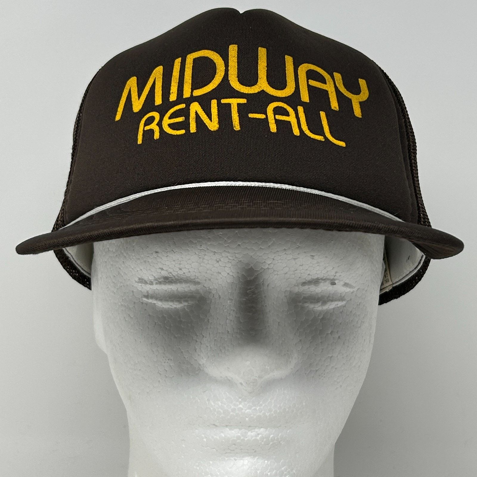 Vintage Vintage Midway Rent All Trucker Hat Cap Brown 80s Foam Front Size ONE SIZE - 2 Thumbnail