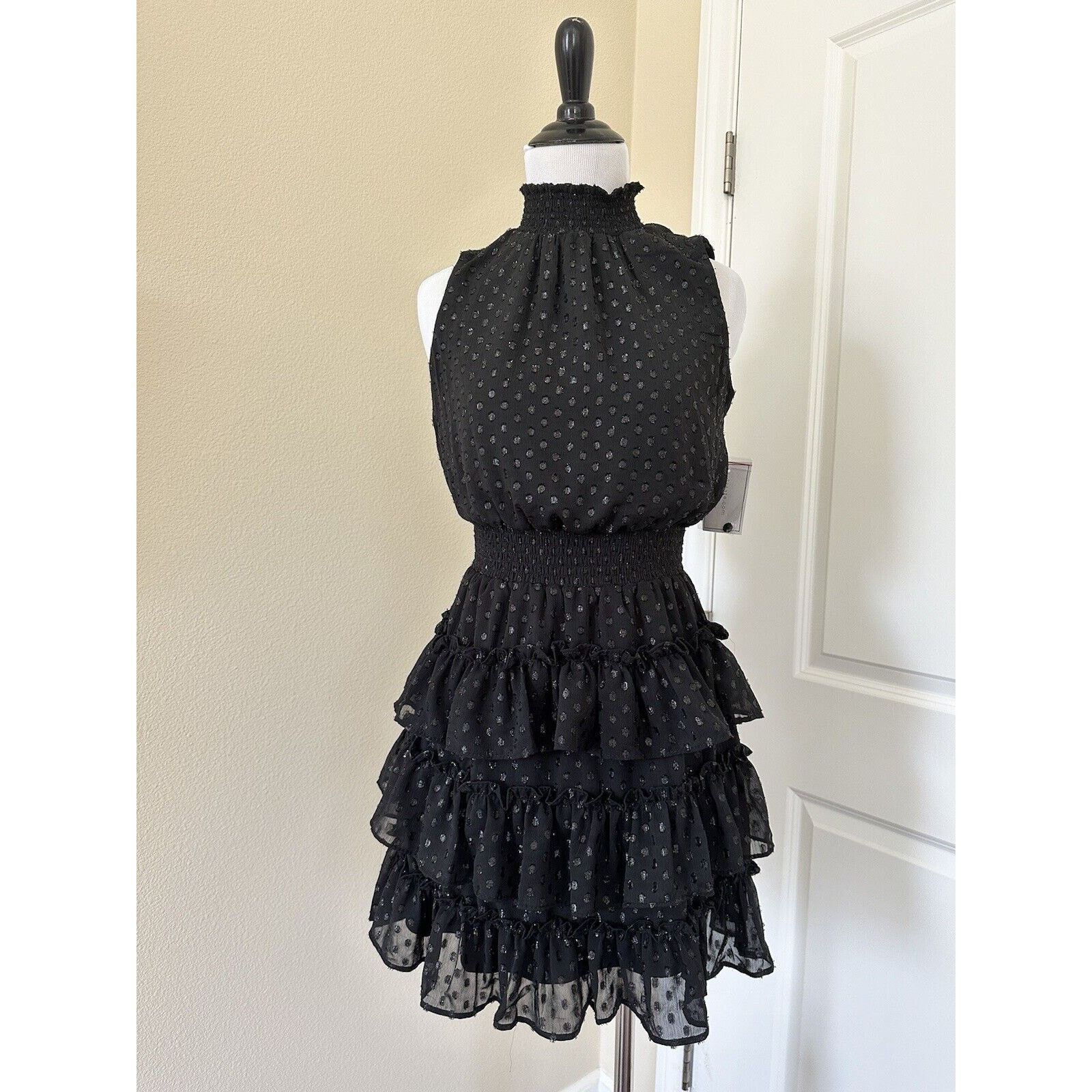 Other Black Smocked Neck Ruffle Tiered Mini Dress 1. State NWT Size S / US 4 / IT 40 - 13 Thumbnail