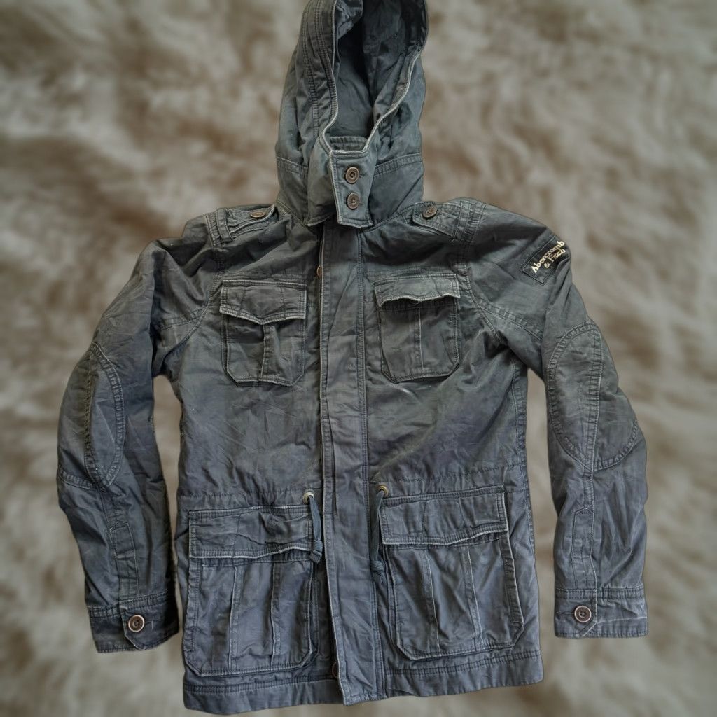 VINTAGE Abercrombie & Fitch Chore Coat Shirt Jacket Men Medium Blue Cotton Casual