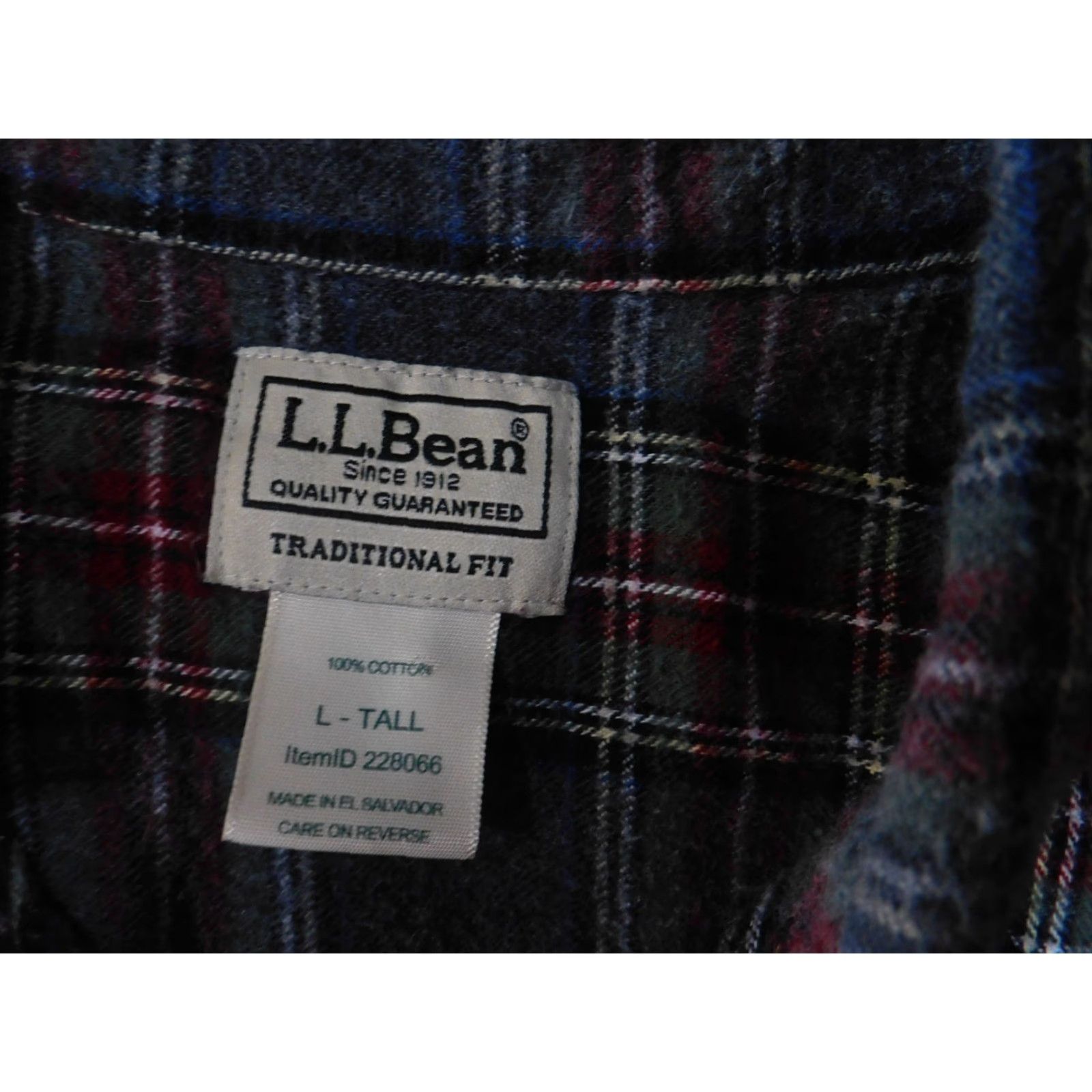 Vintage LL Bean Shirt Mens Large Tall Gray Red Plaid Flannel Button Down Traditional Fit Size US L / EU 52-54 / 3 - 4 Thumbnail