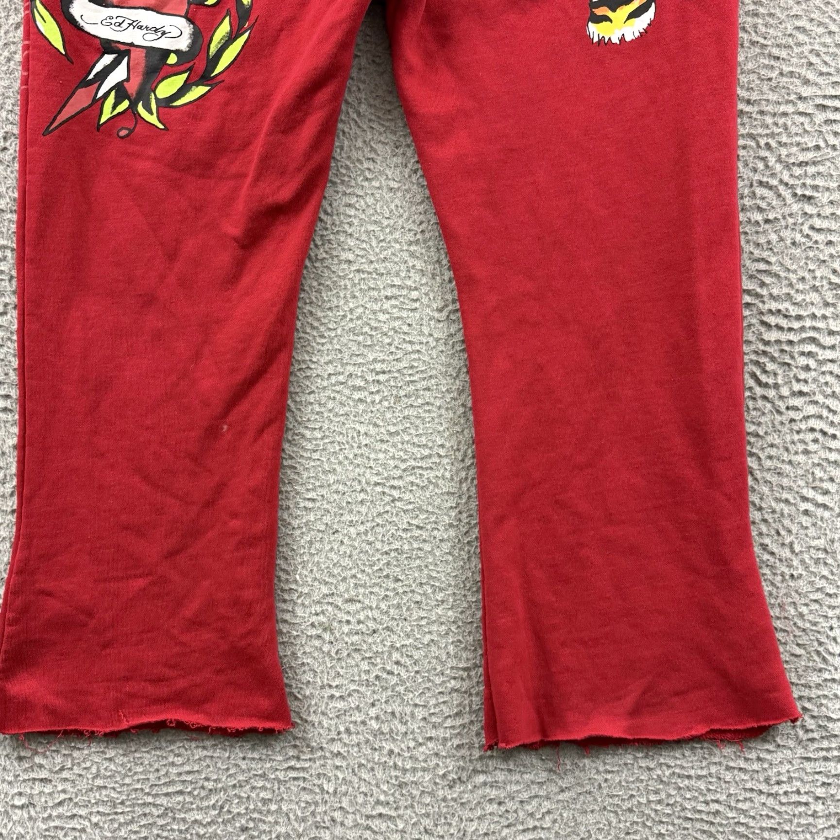 Ed Hardy Ed Hardy Sweatpants Women Large Red Wide-Leg Flare Dragon Y2K Skull Tattoo Heart Logo Pockets Vintage: No Size 36" / US 14 / IT 50 - 7 Thumbnail
