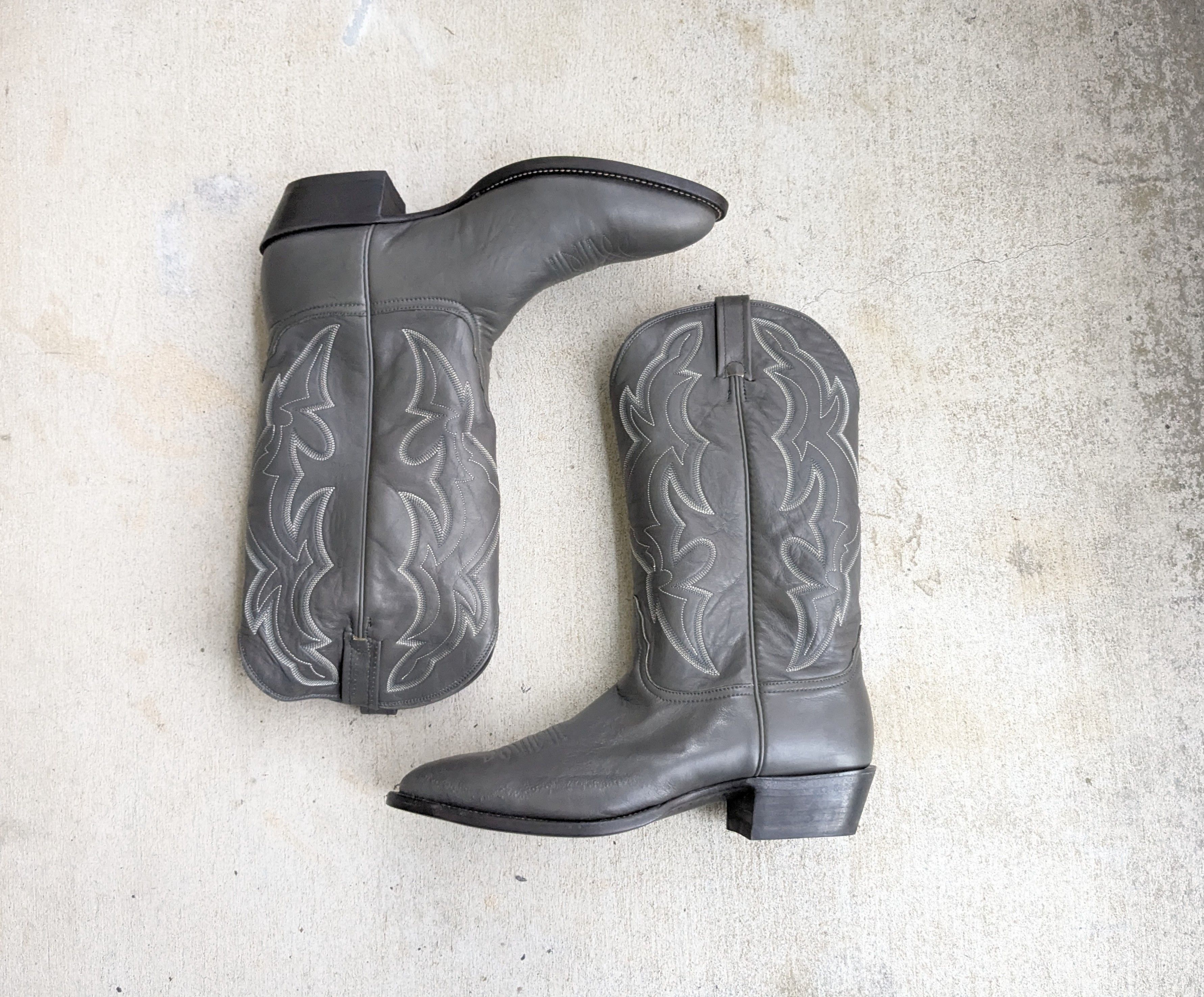 Nocona Nocona Cowboy Boots Gray 11.5 D Leather USA Black Size US 11.5 / EU 44-45 - 1 Thumbnail