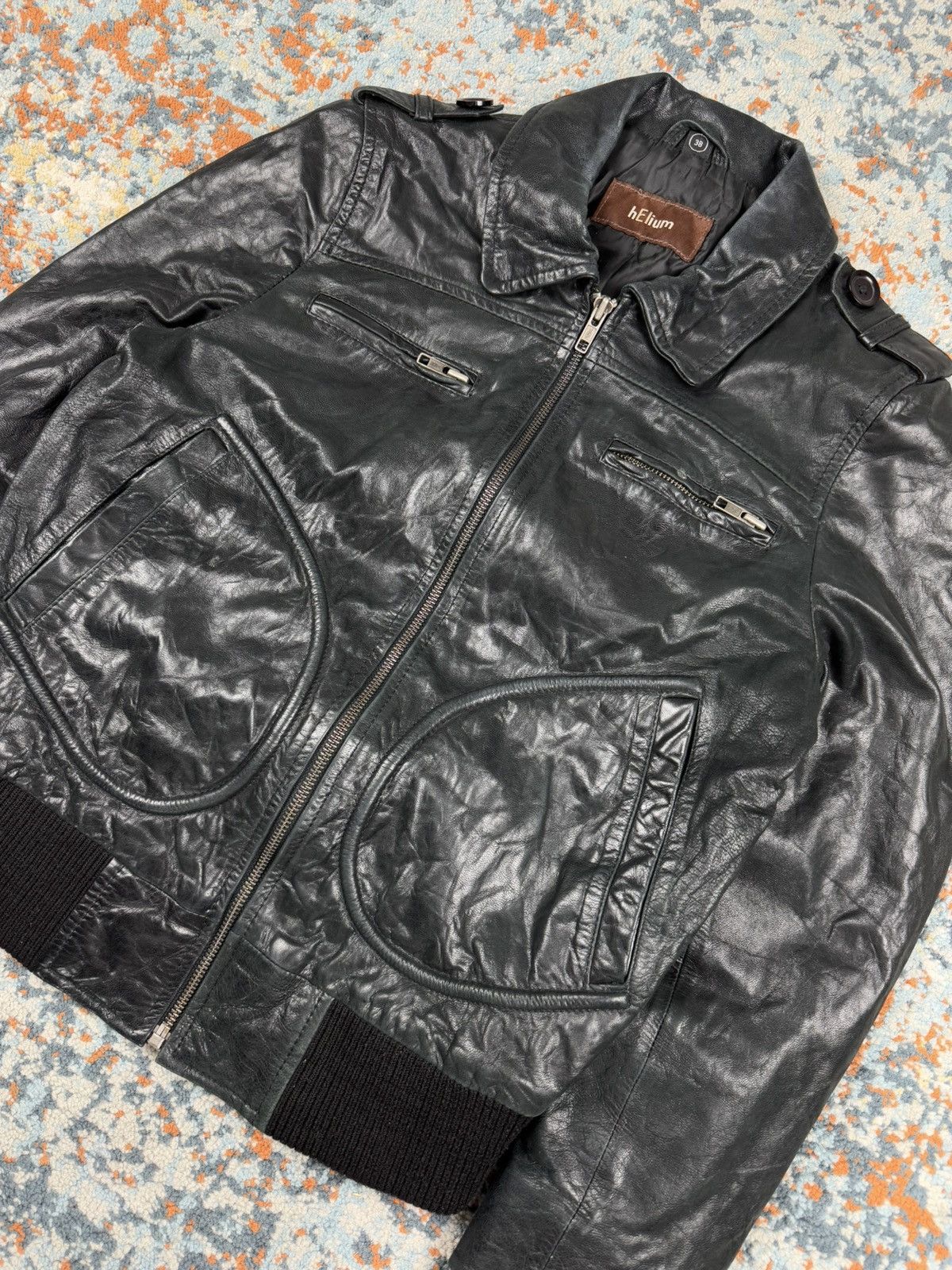 Vintage Vintage 90s hElium real leather bomber biker jacket Size US XS / EU 42 / 0 - 5 Thumbnail