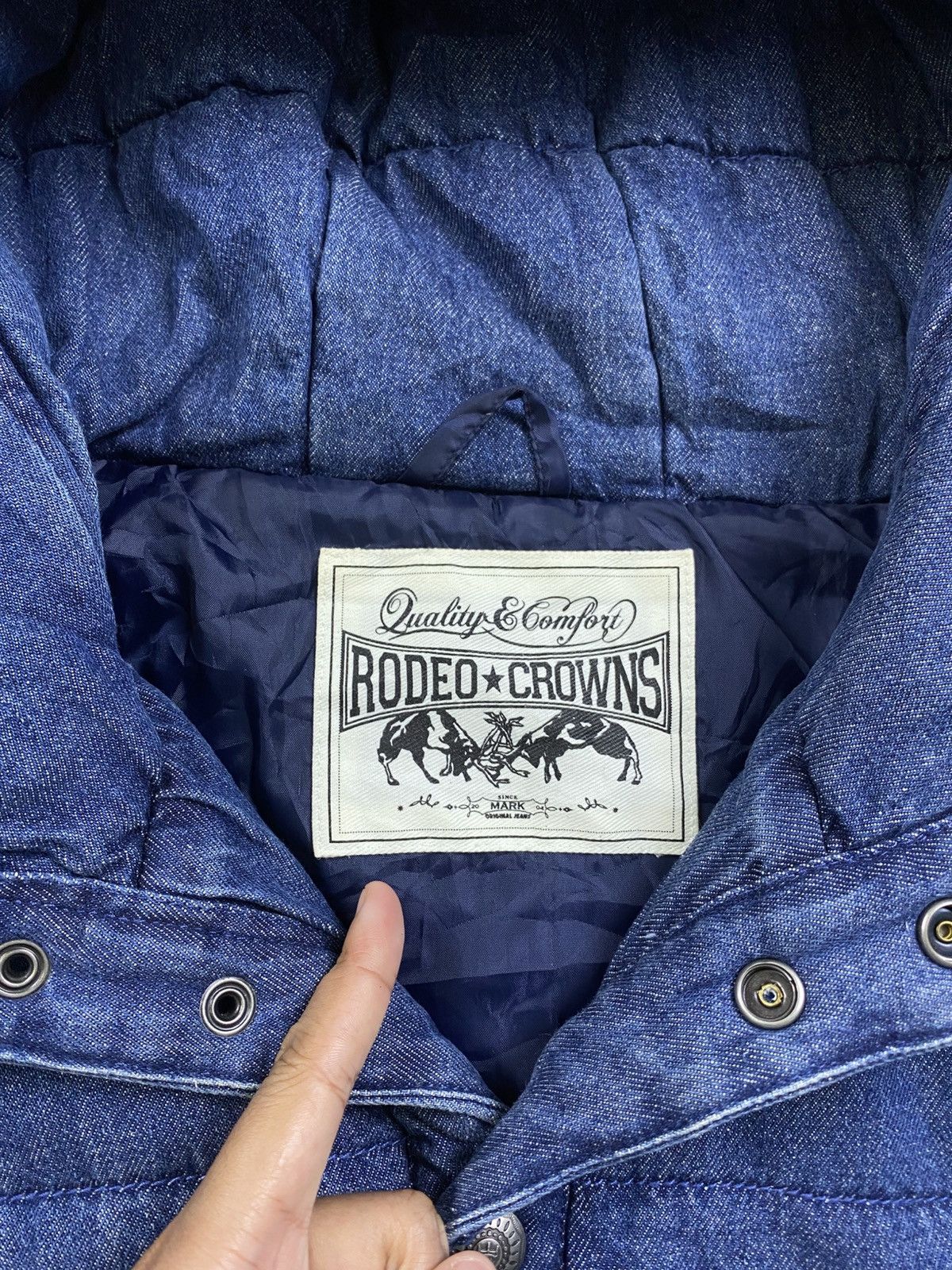 Japanese Brand × Vintage Vintage Rodeo Crown Blue Denim Puffer Down Jacket Size US M / EU 48-50 / 2 - 11 Thumbnail