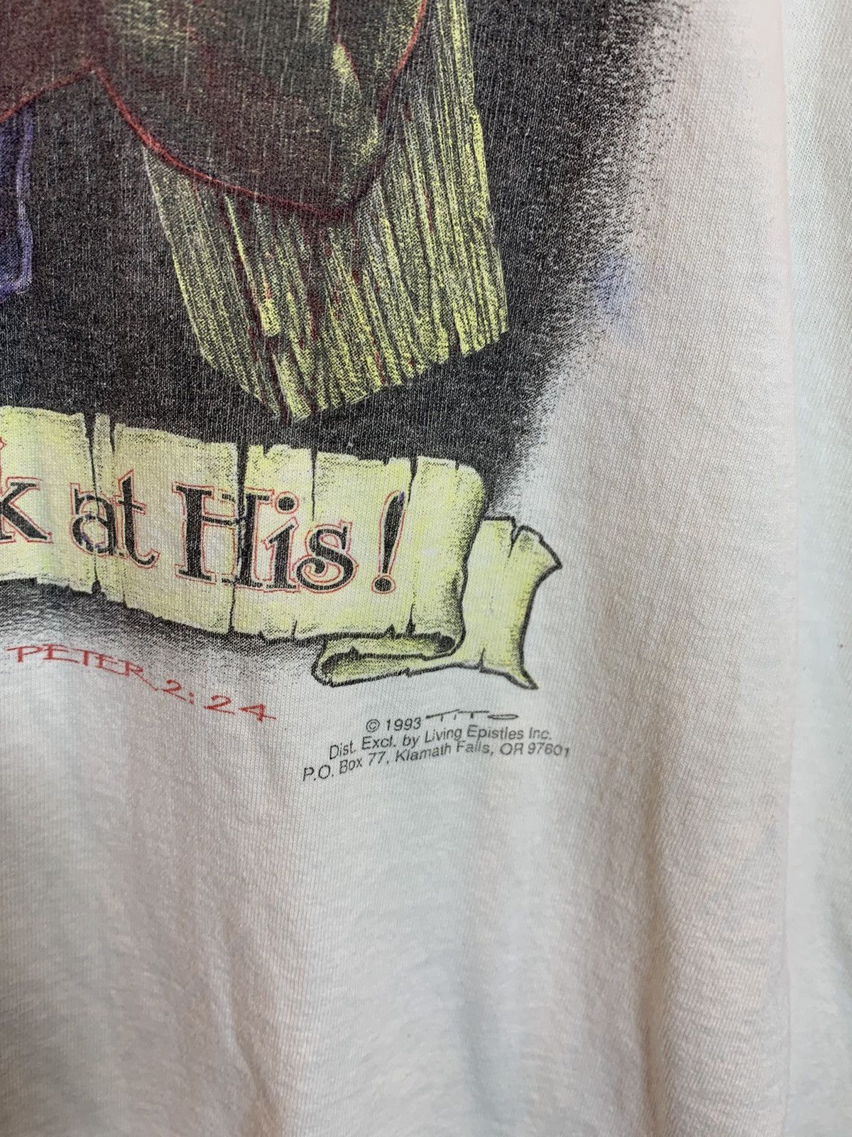 Vintage *RARE* Vintage 1993 Living Epistles Look At Jesus Back Shirt Size US XL / EU 56 / 4 - 5 Thumbnail