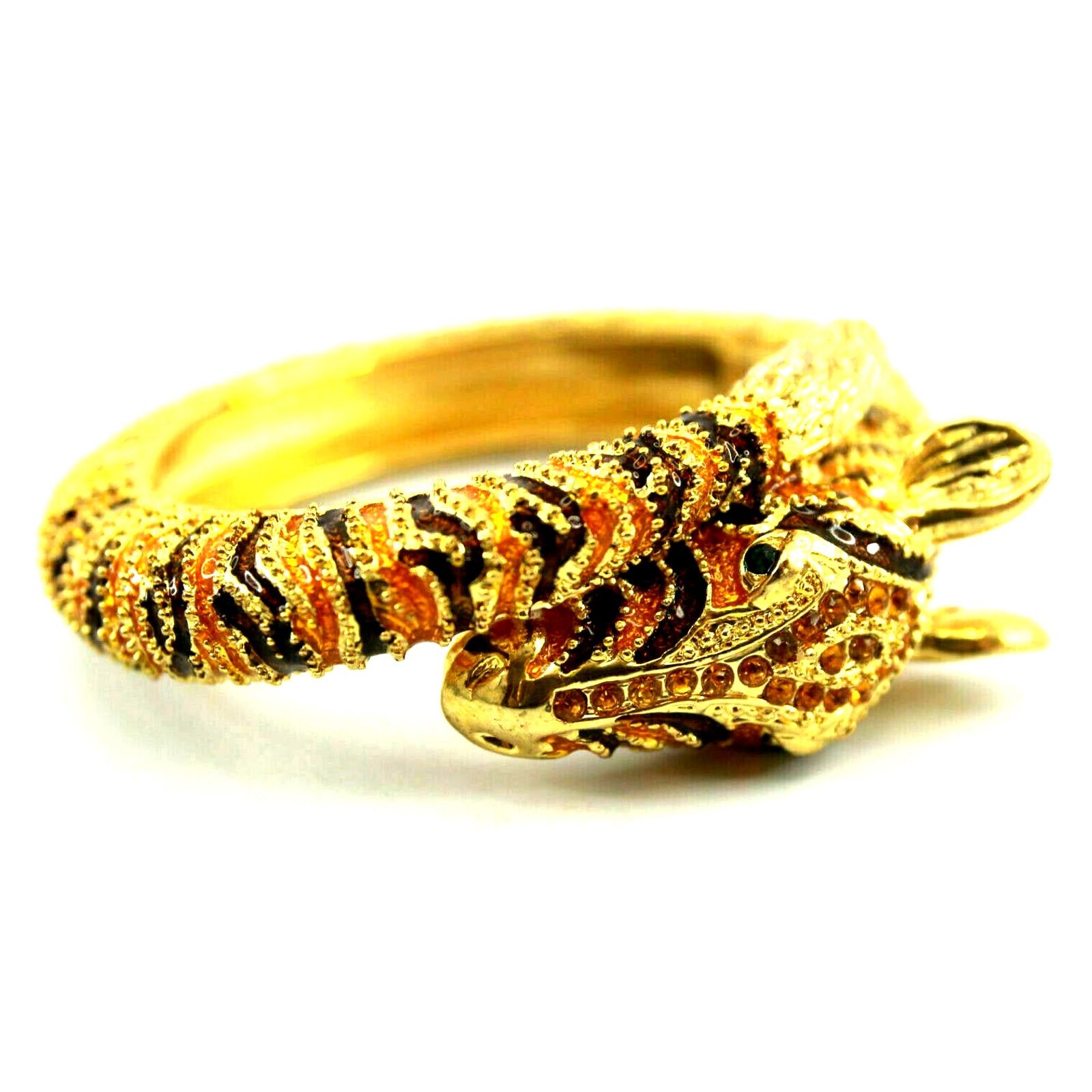 Other Brown & Orange Enamel Giraffe Yellow Rhinestone Braceleth Size ONE SIZE - 2 Thumbnail