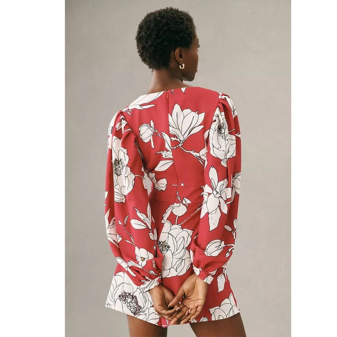 Anthropologie New Anthropologie x NMZ Deep-V Floral Romper $228 SMALL Size 28" / US 6 / IT 42 - 4 Thumbnail