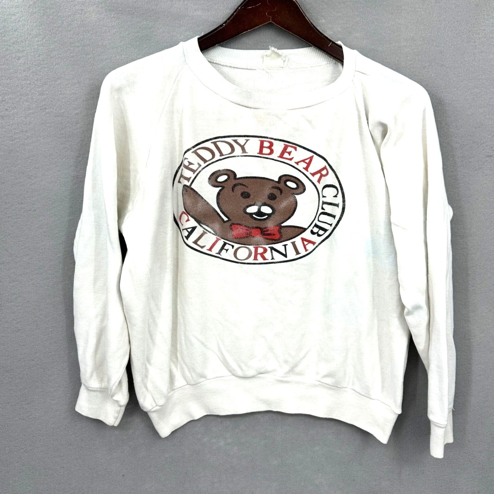Vintage VINTAGE Teddy Bear Club California Sweatshirt Womens L White 80s 90s USA Graphic Print Pullover Crew Neck Knit Cotton Regular Classic Mens Girls Boys Size L / US 10 / IT 46 - 2 Thumbnail