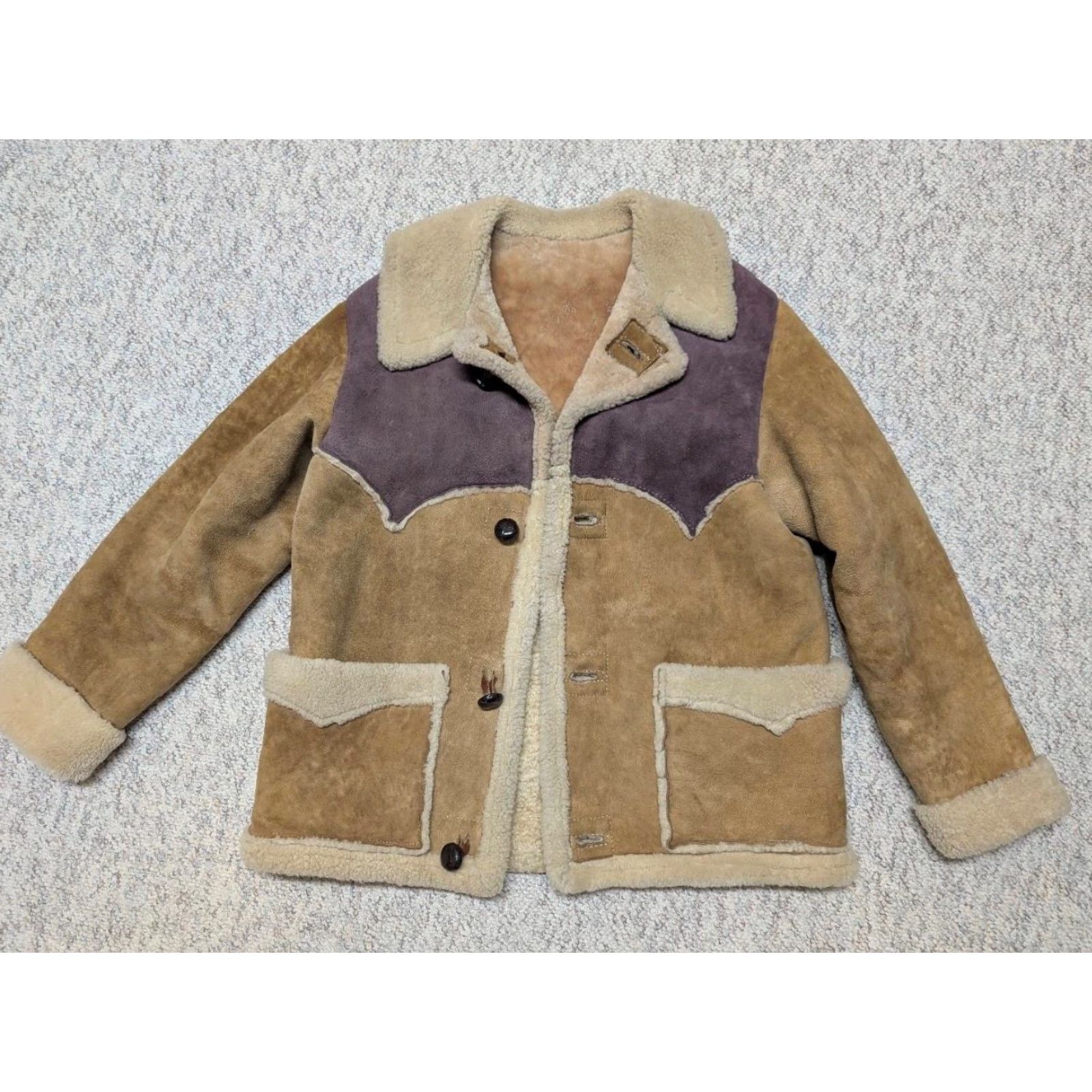 Vintage VINTAGE Shearling Leather Coat Western Cowboys Rancher Jacket Men M Brown Sheepskin Leather Coat Chest 40 Size US M / EU 48-50 / 2 - 6 Thumbnail