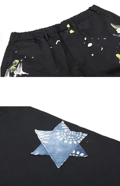 VIBE 20SS Indigo Union Japan Black Splash Ink Patchwork Pants Size US 32 / EU 48 - 4 Thumbnail