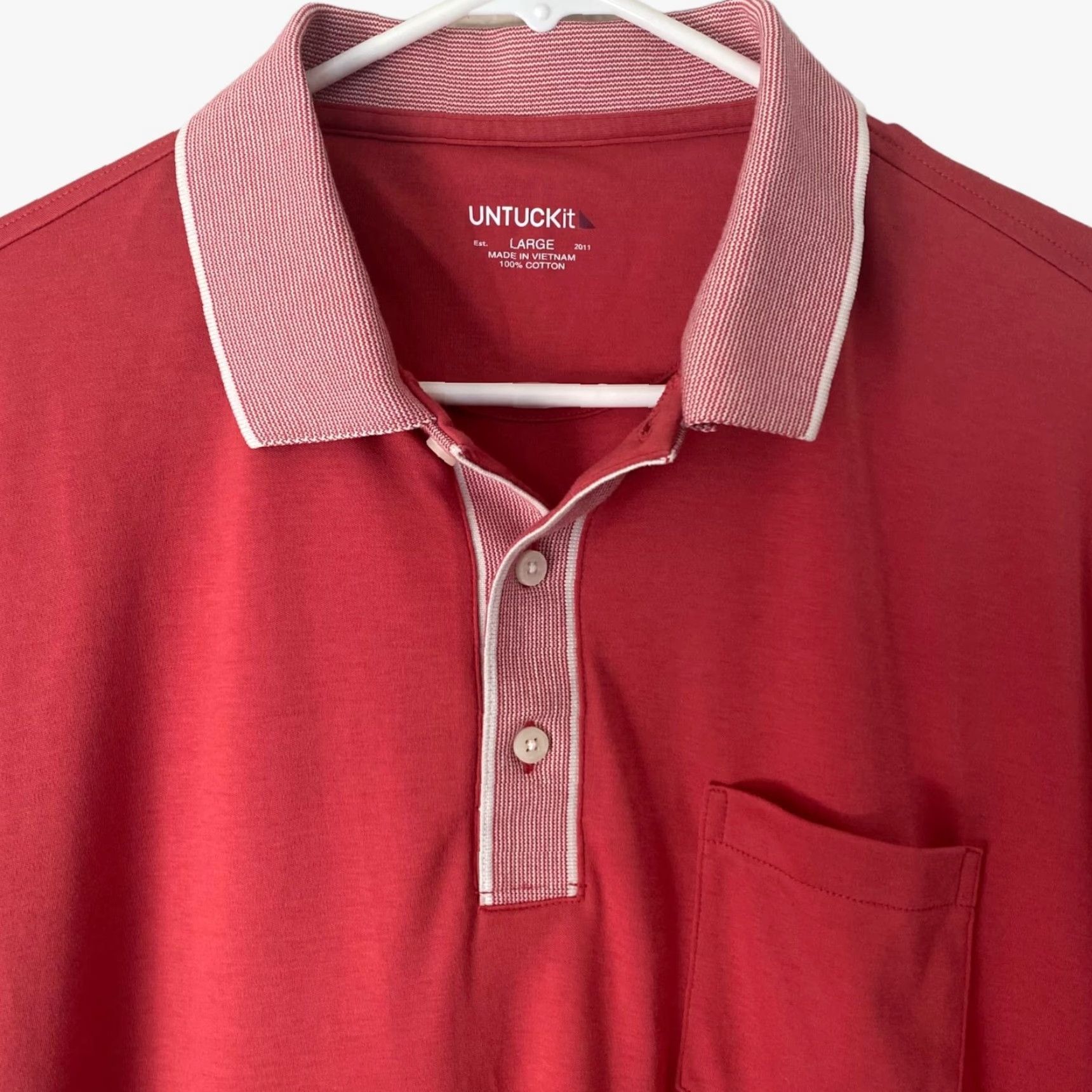 UNTUCKit UNTUCKit Connor Single Pocket Polo Shirt Adult L Red Short-Sleeve Golf Mens Size US L / EU 52-54 / 3 - 5 Thumbnail