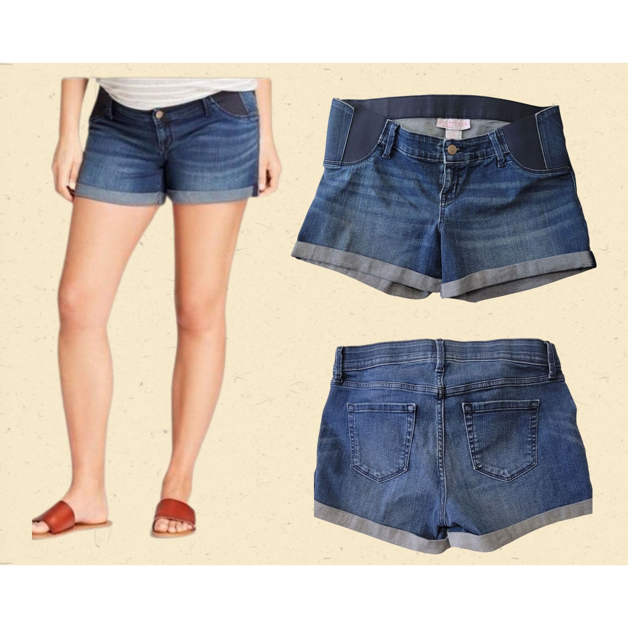 Other Maternity Inset Panel Midi Jean Shorts Ingrid & Isabel Size Size 40" / US 18 - 1 Thumbnail