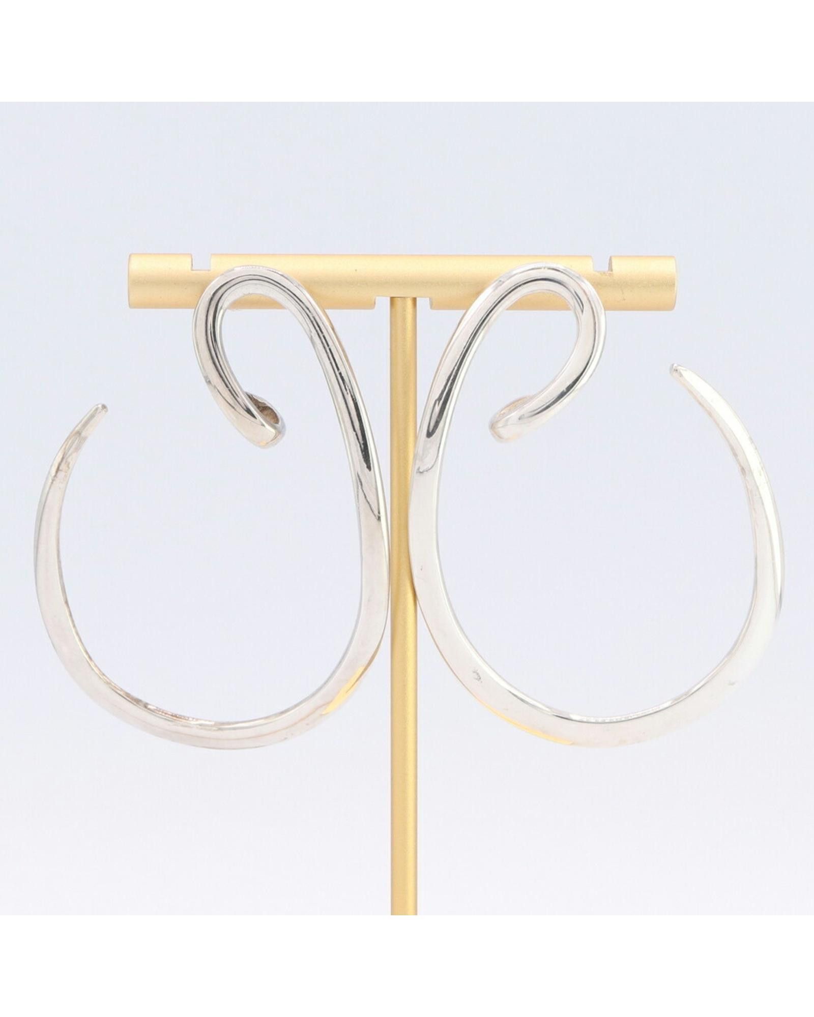 image of Chanel Silver Sterling Creole Earrings, Women's