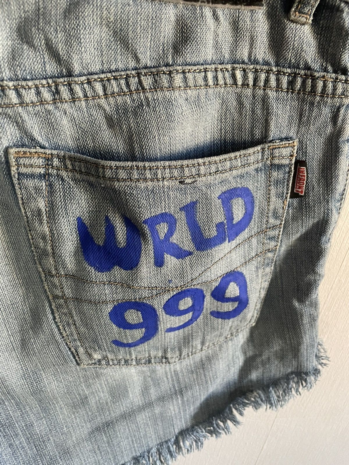 Handmade Custom y2k jeans shorts , playboy bunny , WRLD 999 Size 28" / US 6 / IT 42 - 3 Thumbnail