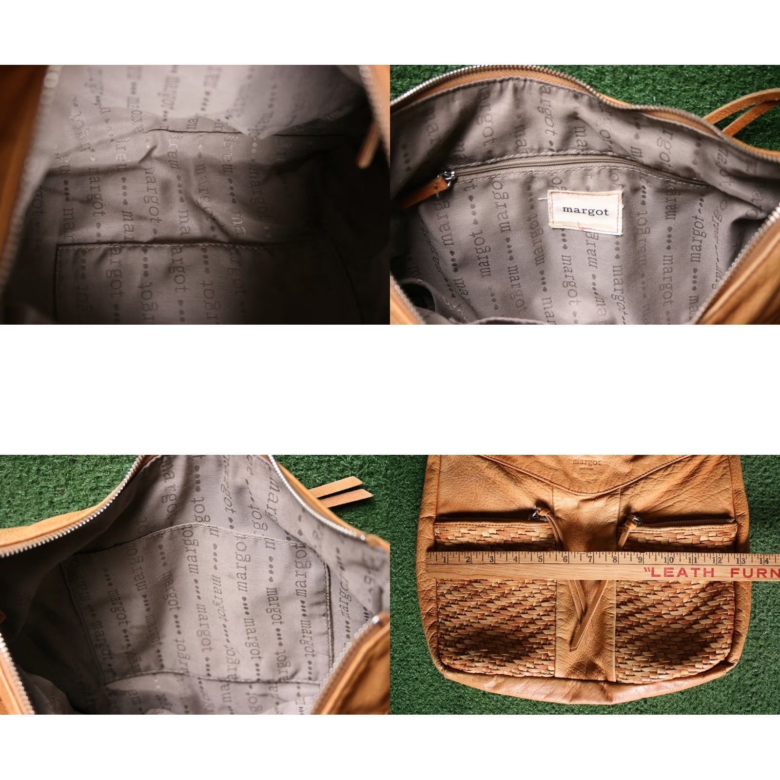 Vintage MARGOT Tan Woven Leather Shoulder Bag Women Medium Tan Leather Shoulder Bag Mens? Size ONE SIZE - 8 Thumbnail