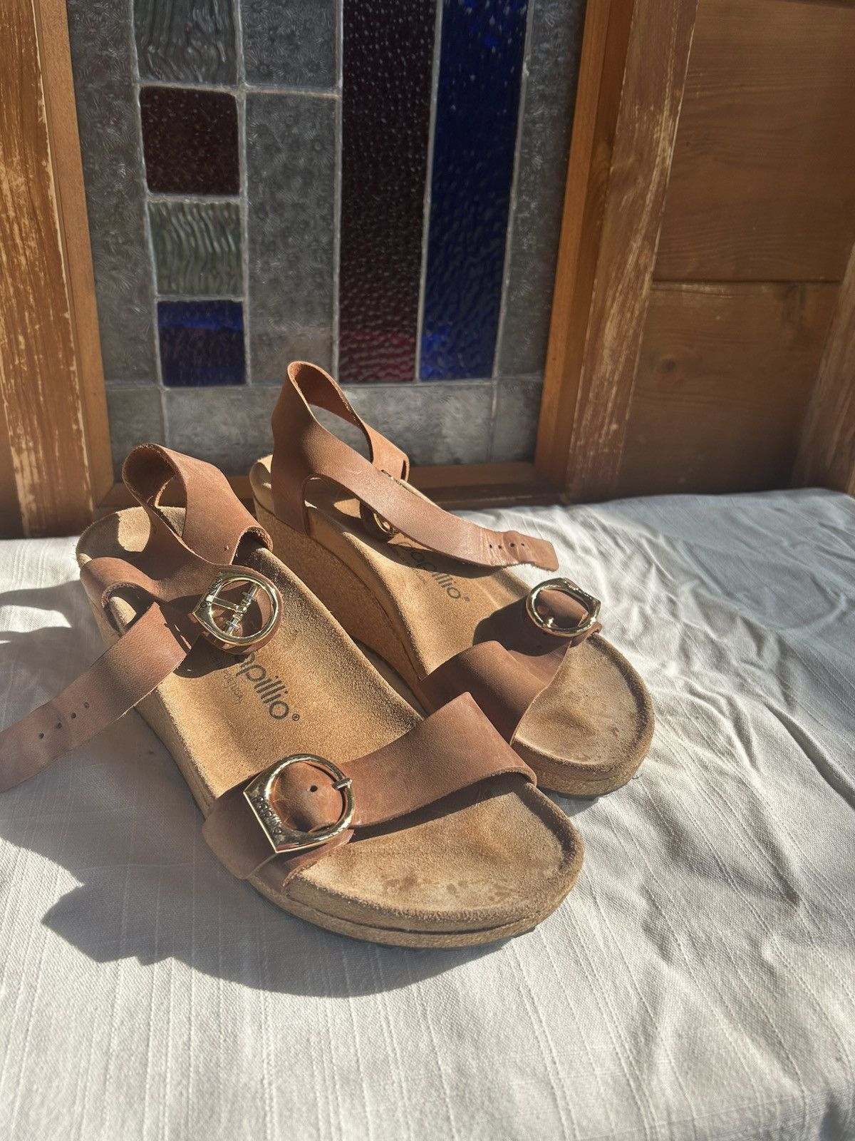 Birkenstock Soley wedge heel with gold ring buckle Size US 9 / IT 39 - 1 Thumbnail