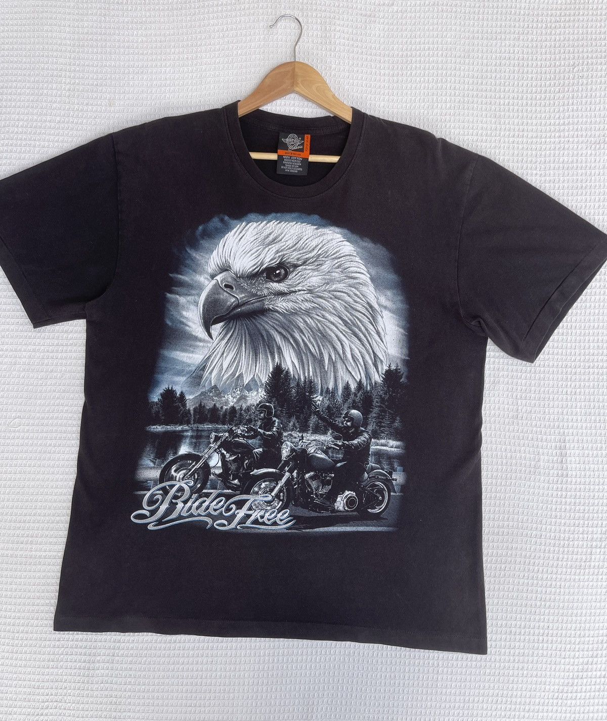 Harley Davidson Last Drop🔥Vtg Motorcycle Eagle Live To Ride Faded T-Shirt Size US XL / EU 56 / 4 - 8 Thumbnail
