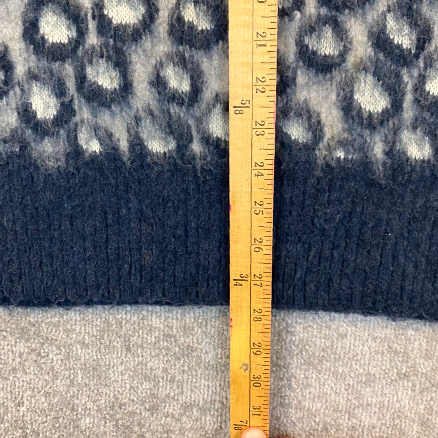 Vintage Current Elliott Sweater Womens M Pullover Blue Leopard Animal Print Acrylic Nylon Spandex Knit Long Sleeve Crew Neck Size M / US 6-8 / IT 42-44 - 3 Thumbnail
