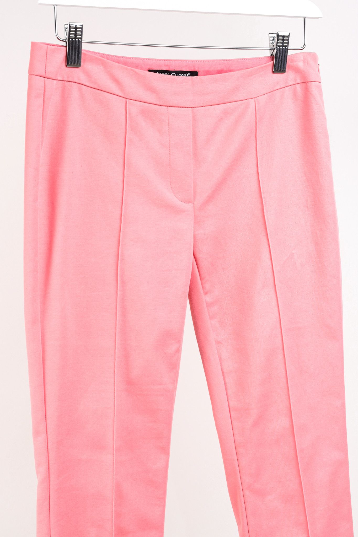 Luisa Cerano Luisa Cerano Pink Cotton Cropped Trousers Size 27" / US 4 / IT 40 - 3 Thumbnail