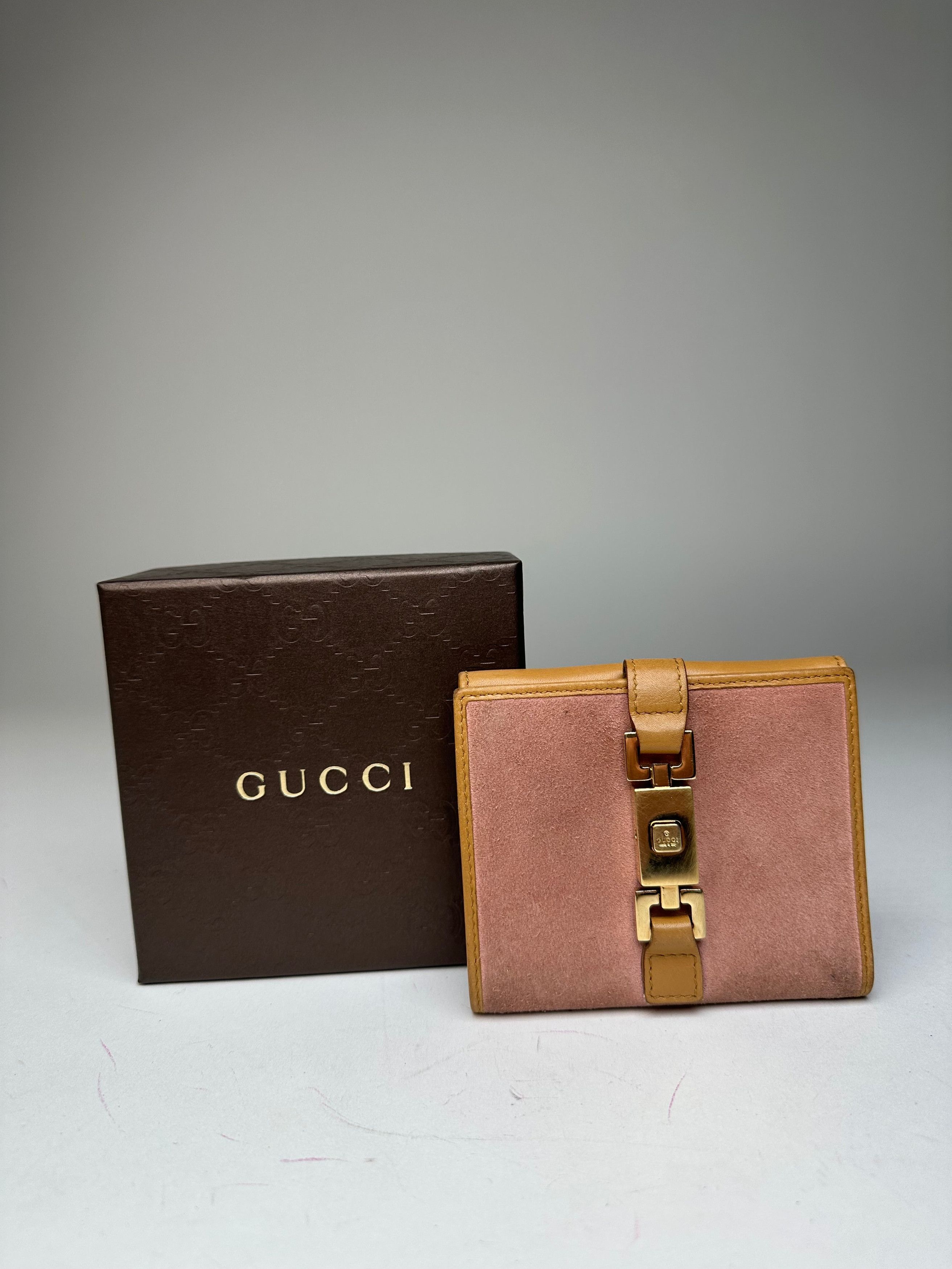 Gucci Vintage Jackie Suede Leather Wallet Pink Beige Size ONE SIZE - 1 Thumbnail