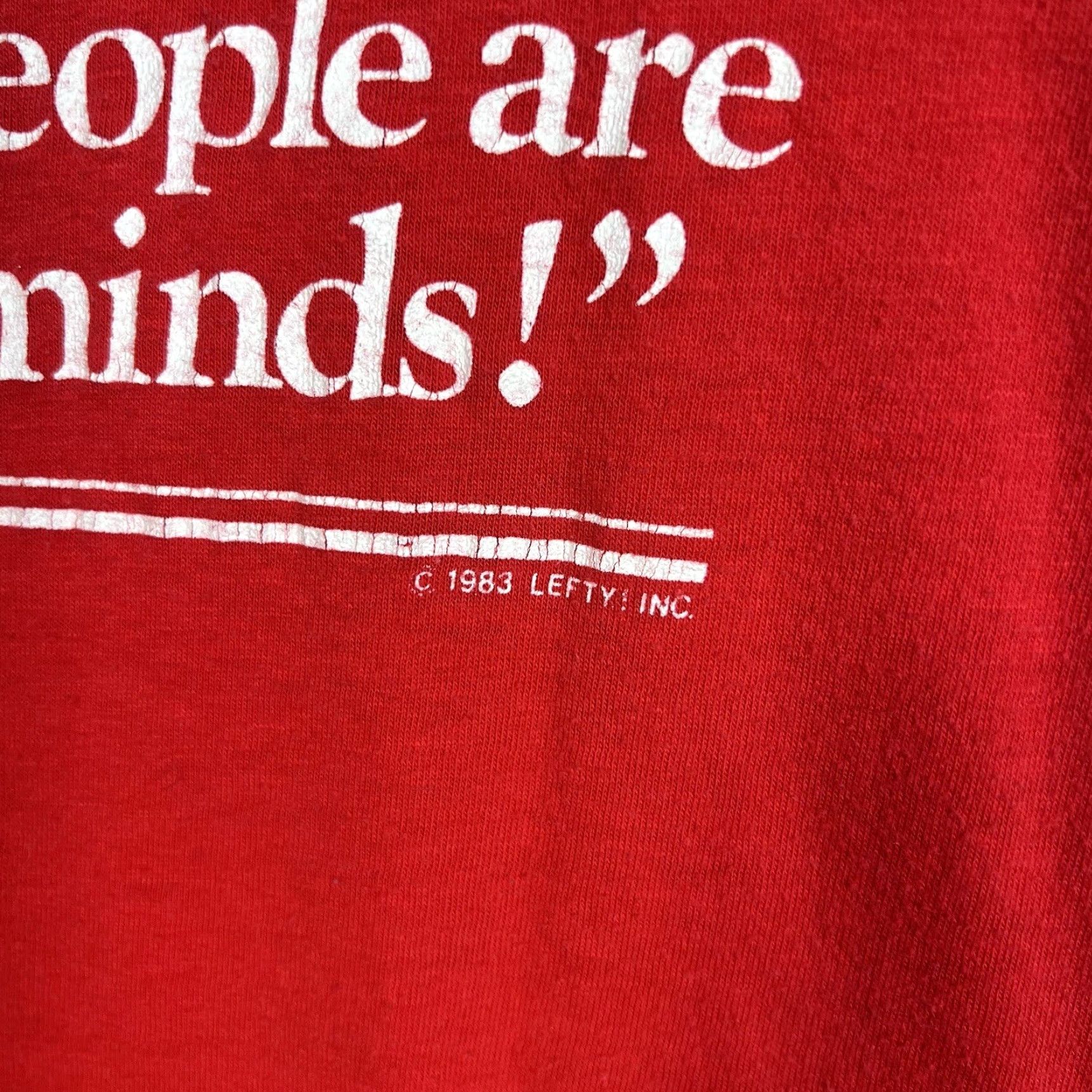 Vintage VINTAGE 80s Ched Left Handed People In Their Right Minds Shirt Adult Large Red Mens Size US L / EU 52-54 / 3 - 5 Thumbnail