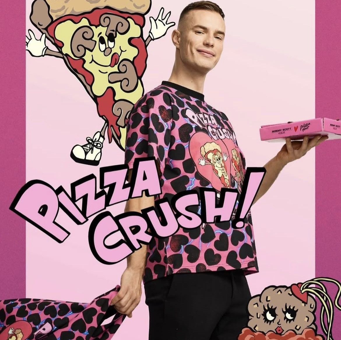Jeremy Scott Jeremy Scott Heart Shape Box Nirvana Style Pizza Crush Tee Size US L / EU 52-54 / 3 - 25 Thumbnail