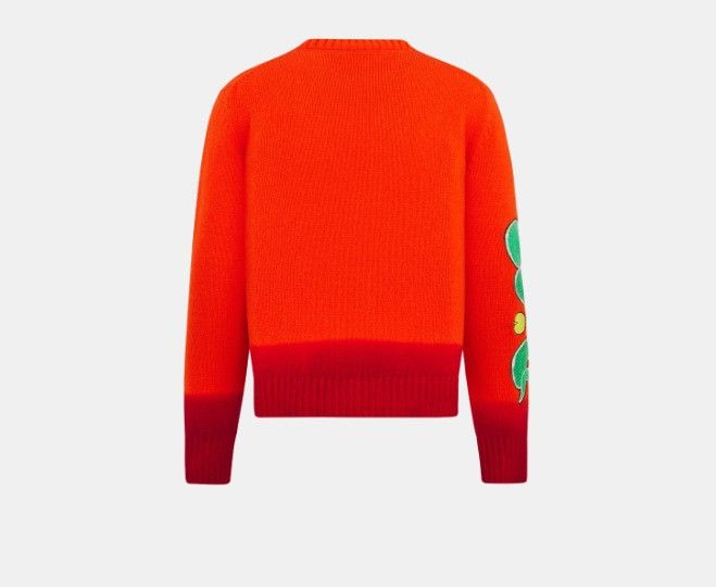 Dior × Kaws o1w1db11025 513M655 Wool Knit Sweater in Orange/Red Size US M / EU 48-50 / 2 - 2 Thumbnail