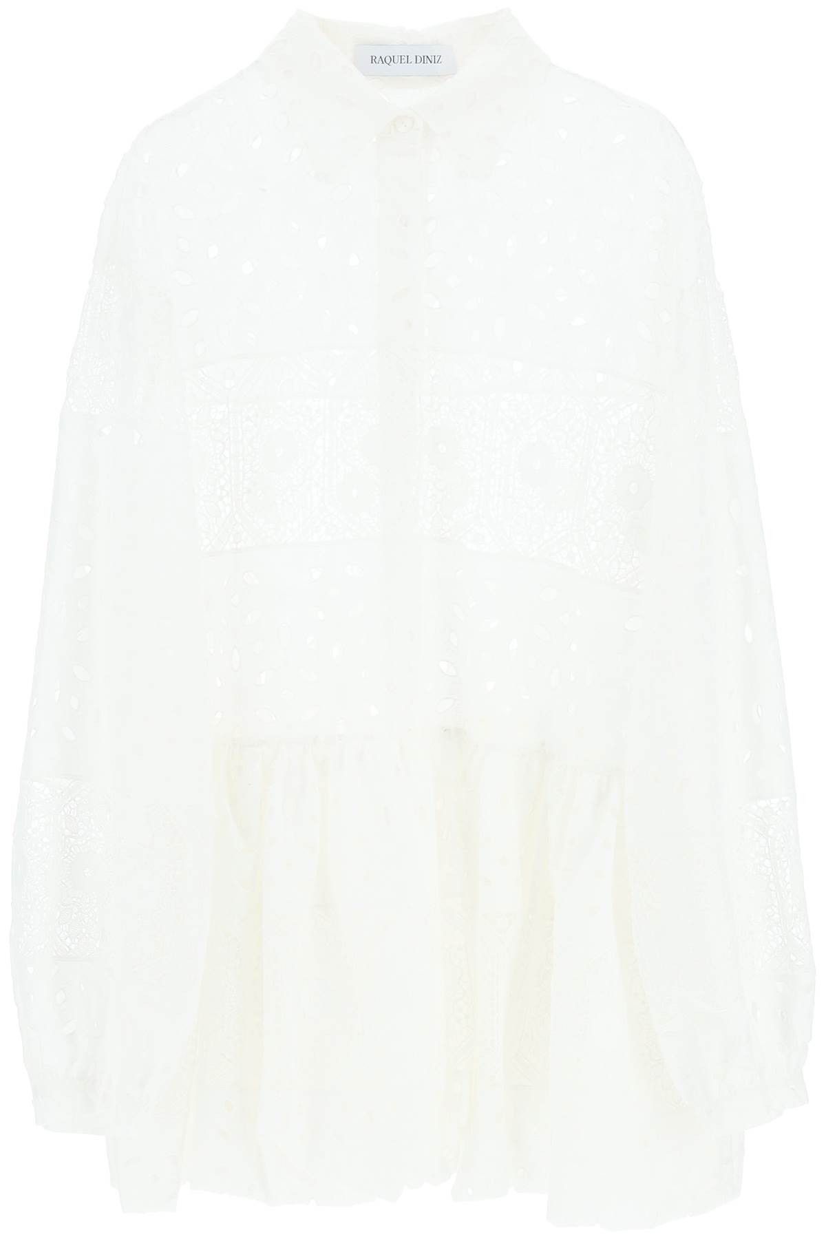 image of Raquel Diniz Broderie Anglaise Chemisier Dress in Bianco, Women's (Size Small)