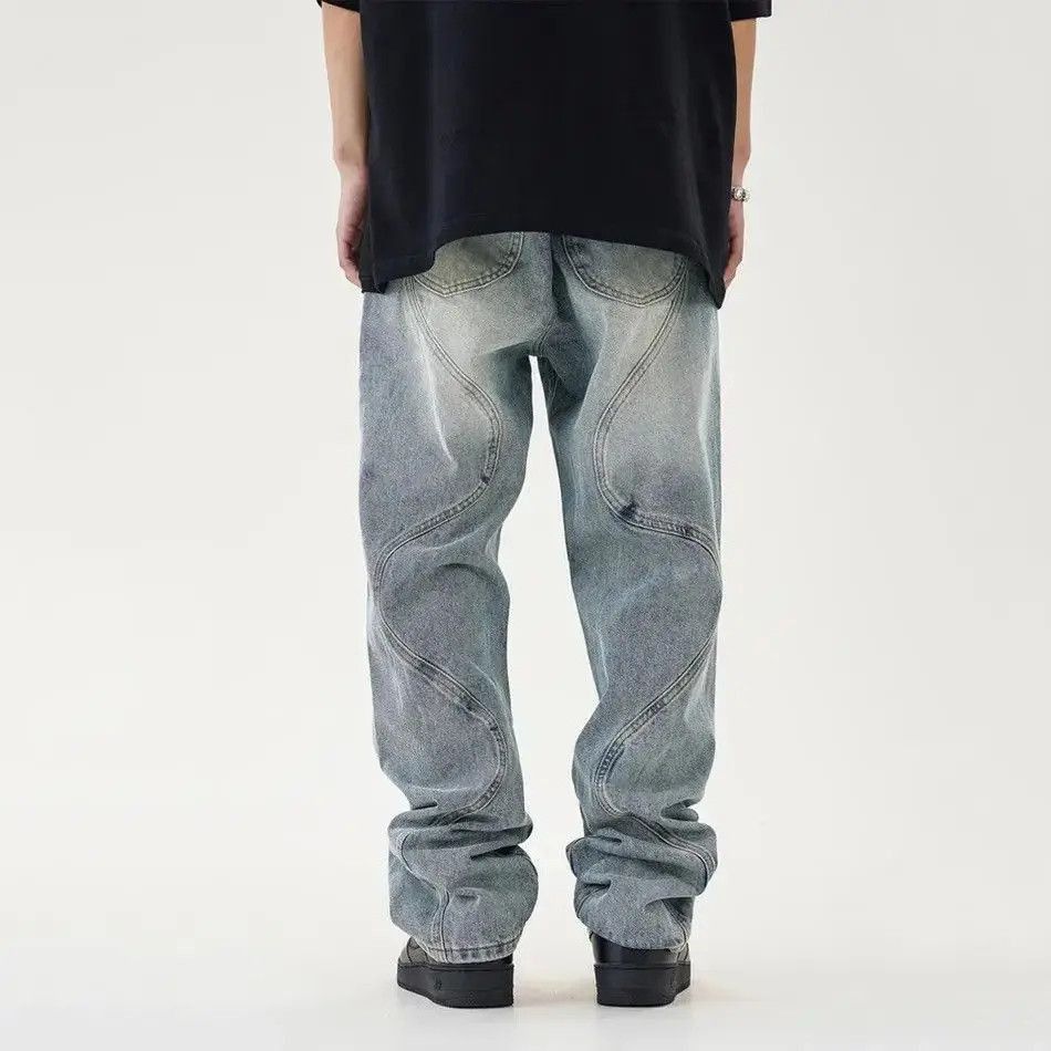 Japanese Brand Baggy Jeans Men Straight-leg Vaqueros Trousers Streetwear Size US 32 / EU 48 - 5 Thumbnail