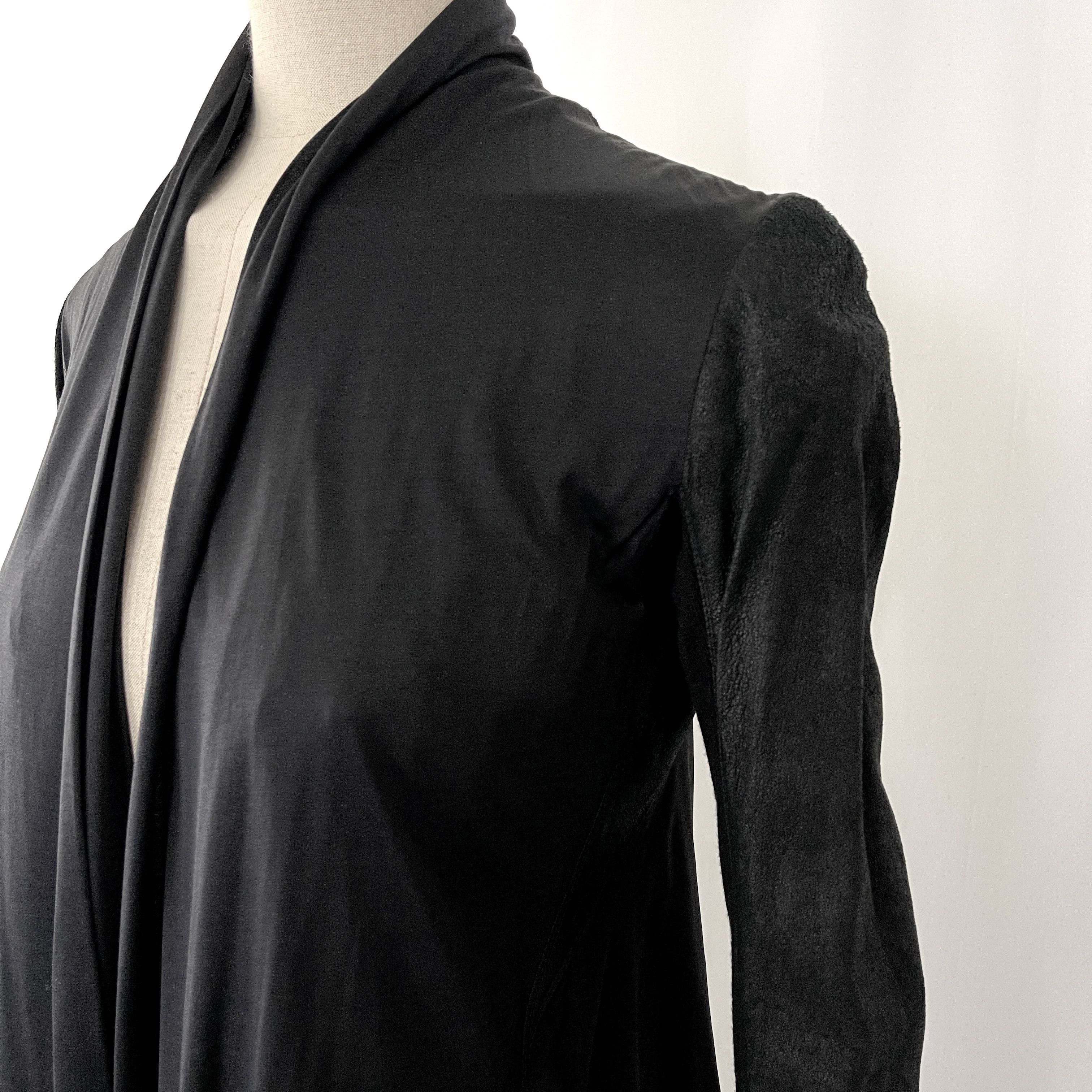 Rick Owens RICK OWENS Black Leather wool and Silk Cardigan size 43 IT Size M / US 6-8 / IT 42-44 - 2 Thumbnail