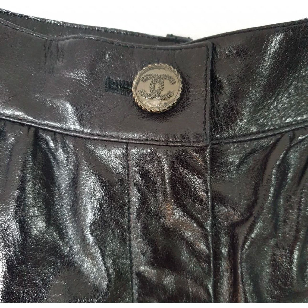 Chanel Chanel Black Leather Camellia CC logo Shorts Sz.46 Size 34" / US 12 / IT 48 - 3 Thumbnail
