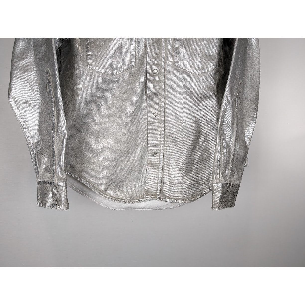 VTMNTS o1rshd1 Metallic Denim Shirt in Metallic Silver Size US M / EU 48-50 / 2 - 10 Thumbnail
