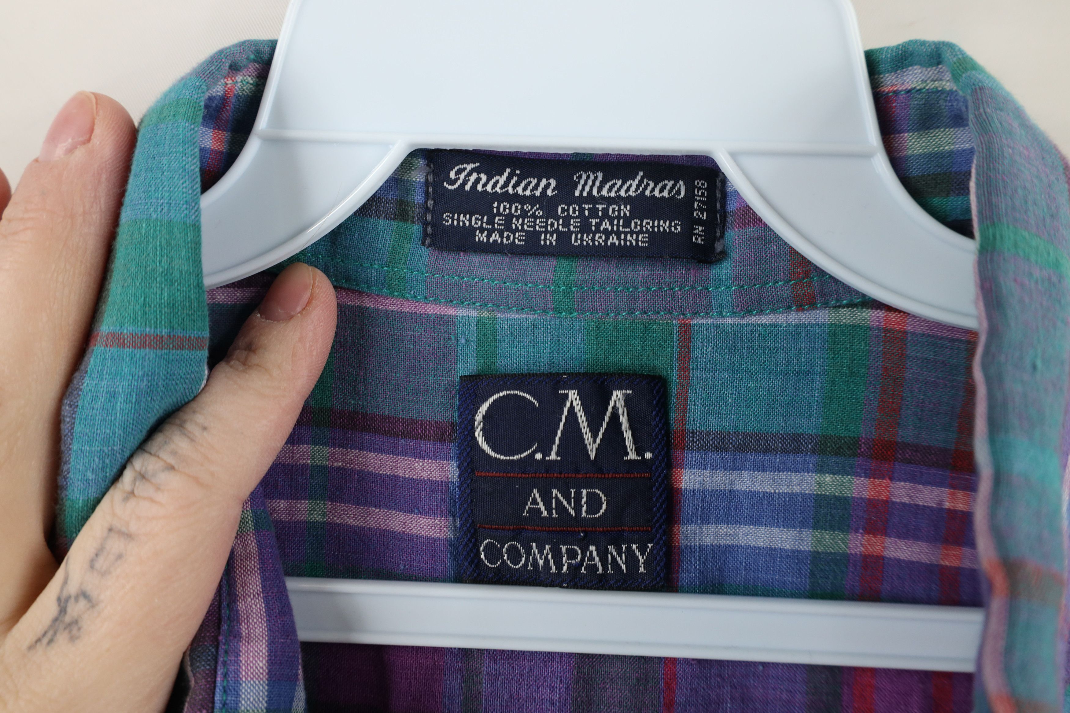 Vintage Vintage 90s Streetwear India Madras Plaid Button Down Shirt Size US M / EU 48-50 / 2 - 7 Thumbnail