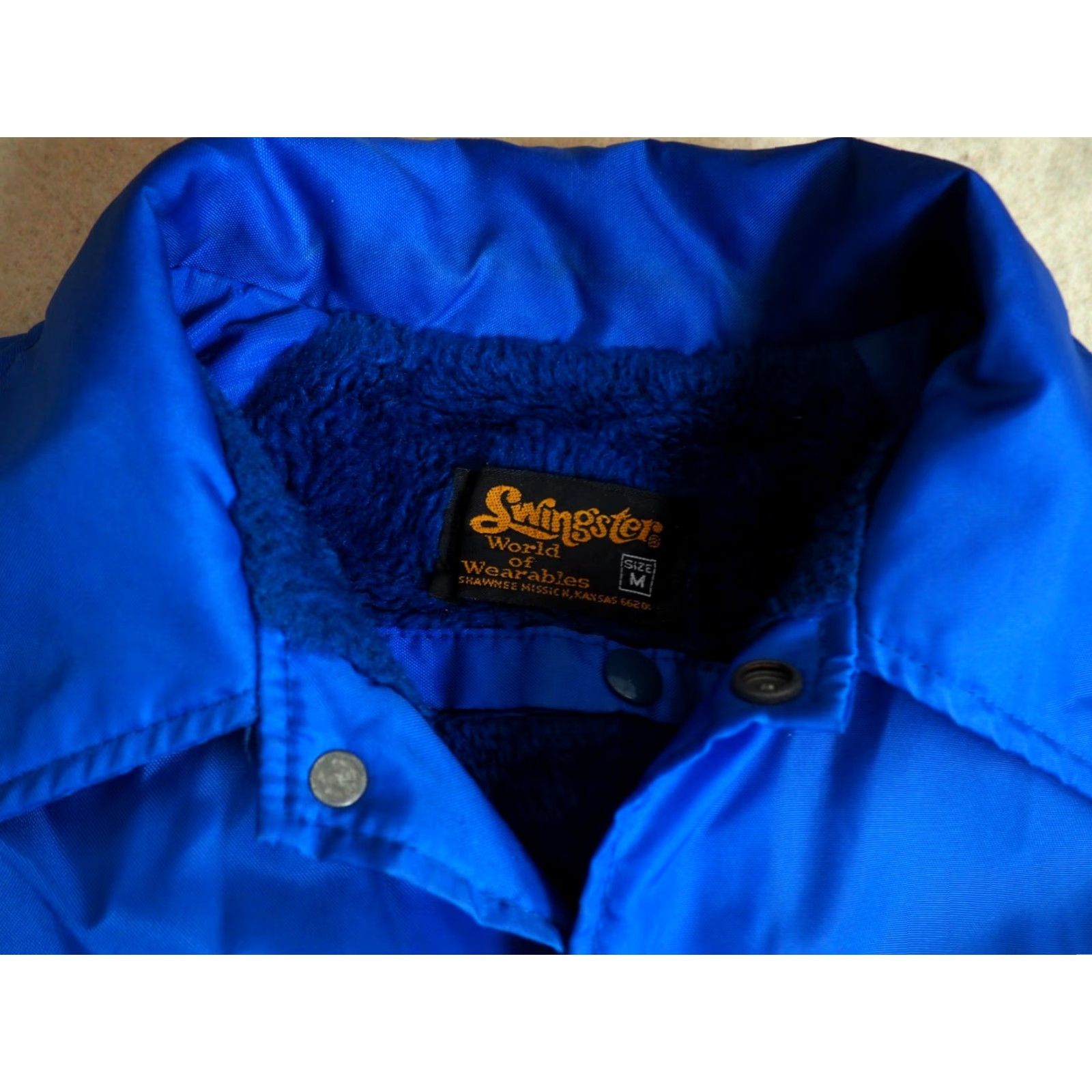 Vintage VTG 70s Swingster Royal Blue Nylon Sherpa Shearling Lined Snap Jacket USA Mens M Size US M / EU 48-50 / 2 - 3 Thumbnail