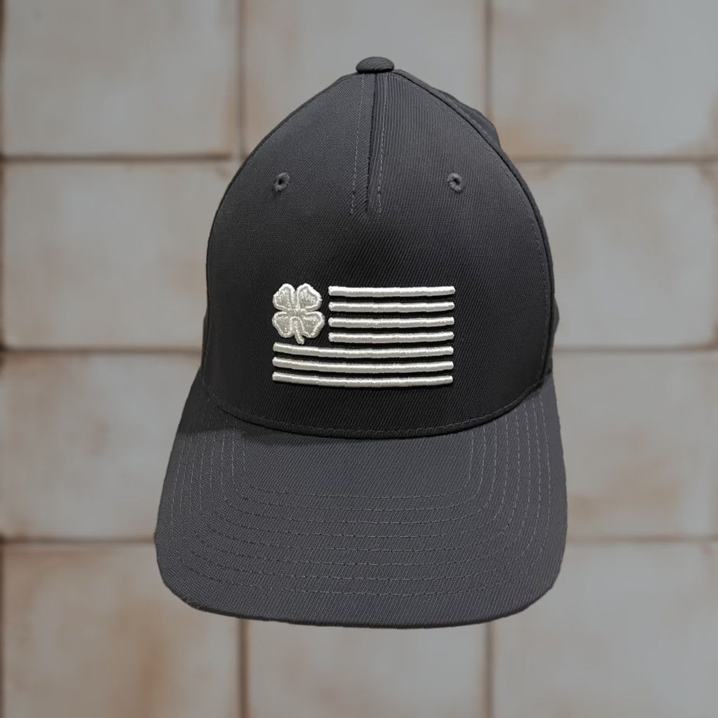 Vintage Black Clover Hat Snap Back One Size Grey American Flag Live Lucky Baseball Mens Size ONE SIZE - 1 Thumbnail